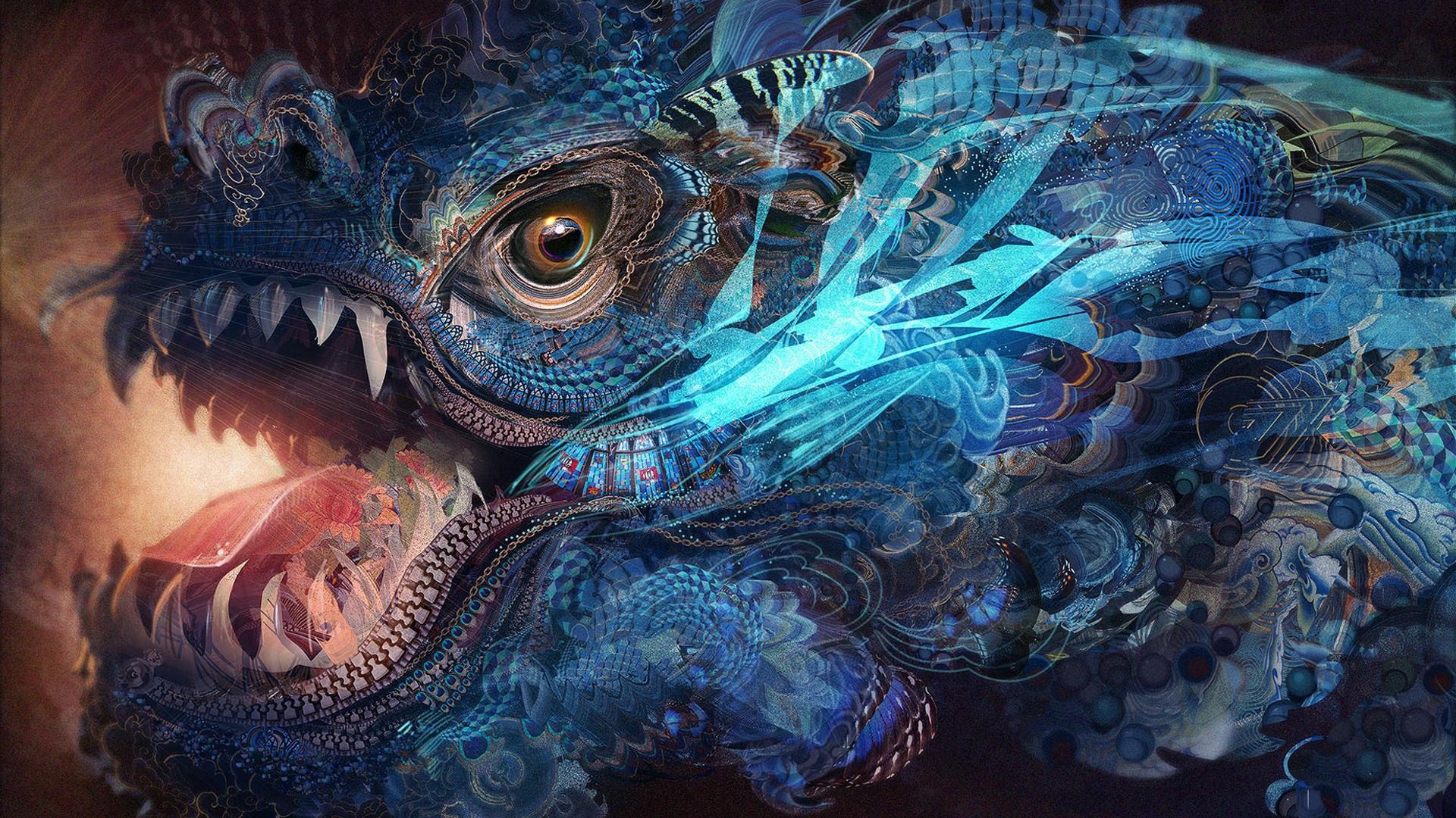 Abstract Dragon, Psychedelic, Tytahxamoh, 1920x1080 Full HD Desktop