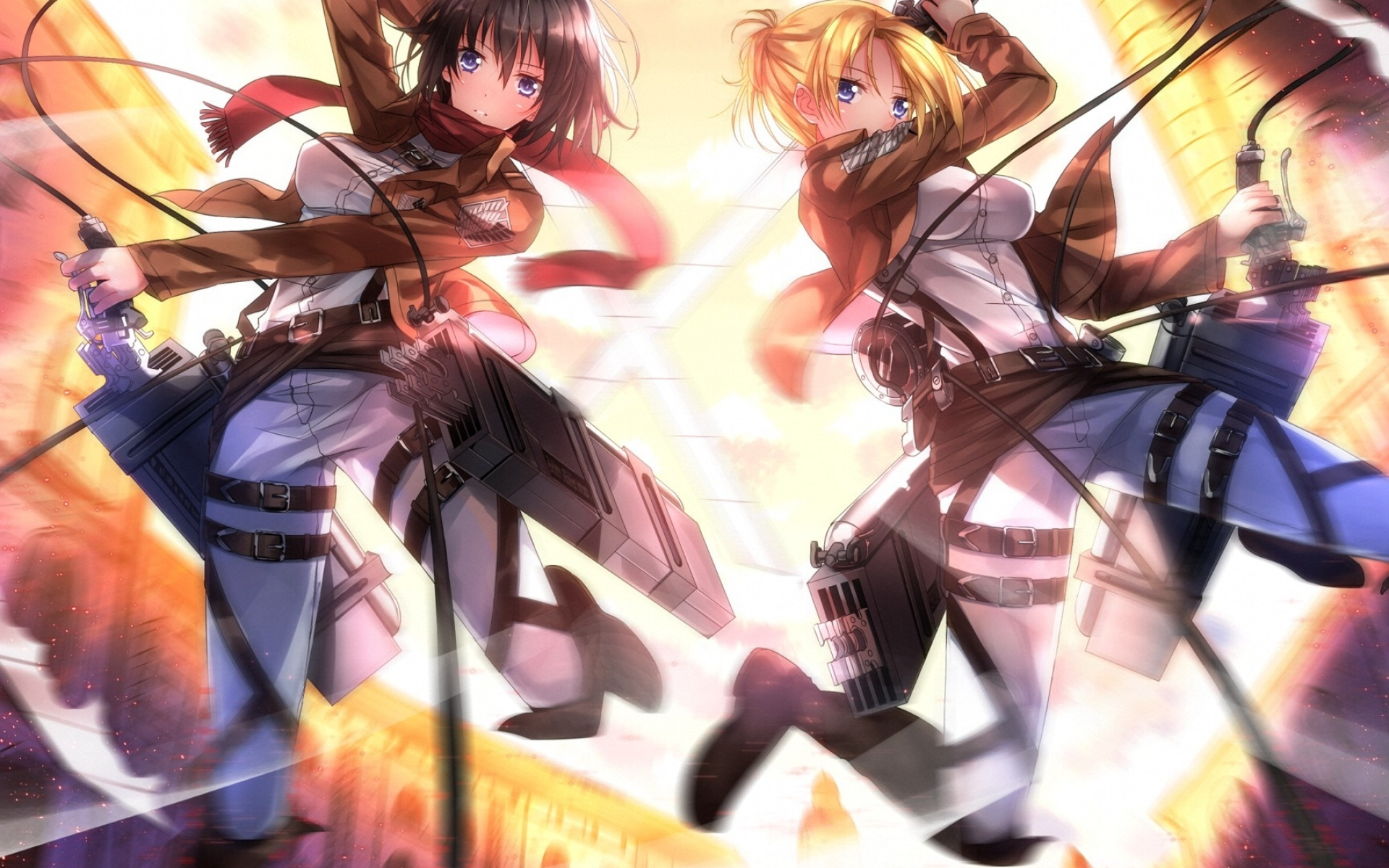 Mikasa Ackerman, Historia Reiss, Omni-directional mobility gear, HD Desktop wallpaper