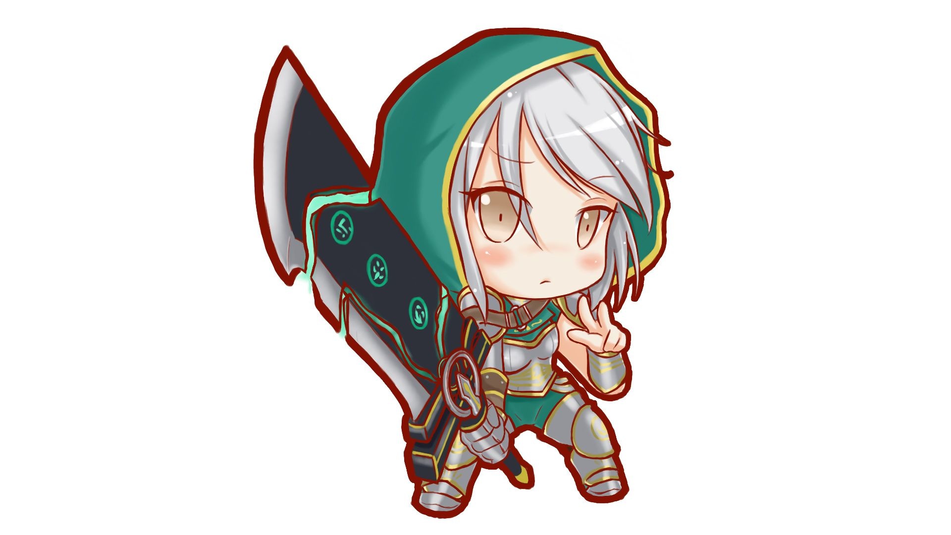 League of Legends, Chibi, Redeemed Riven, HD fan art, 1920x1080 Full HD Desktop