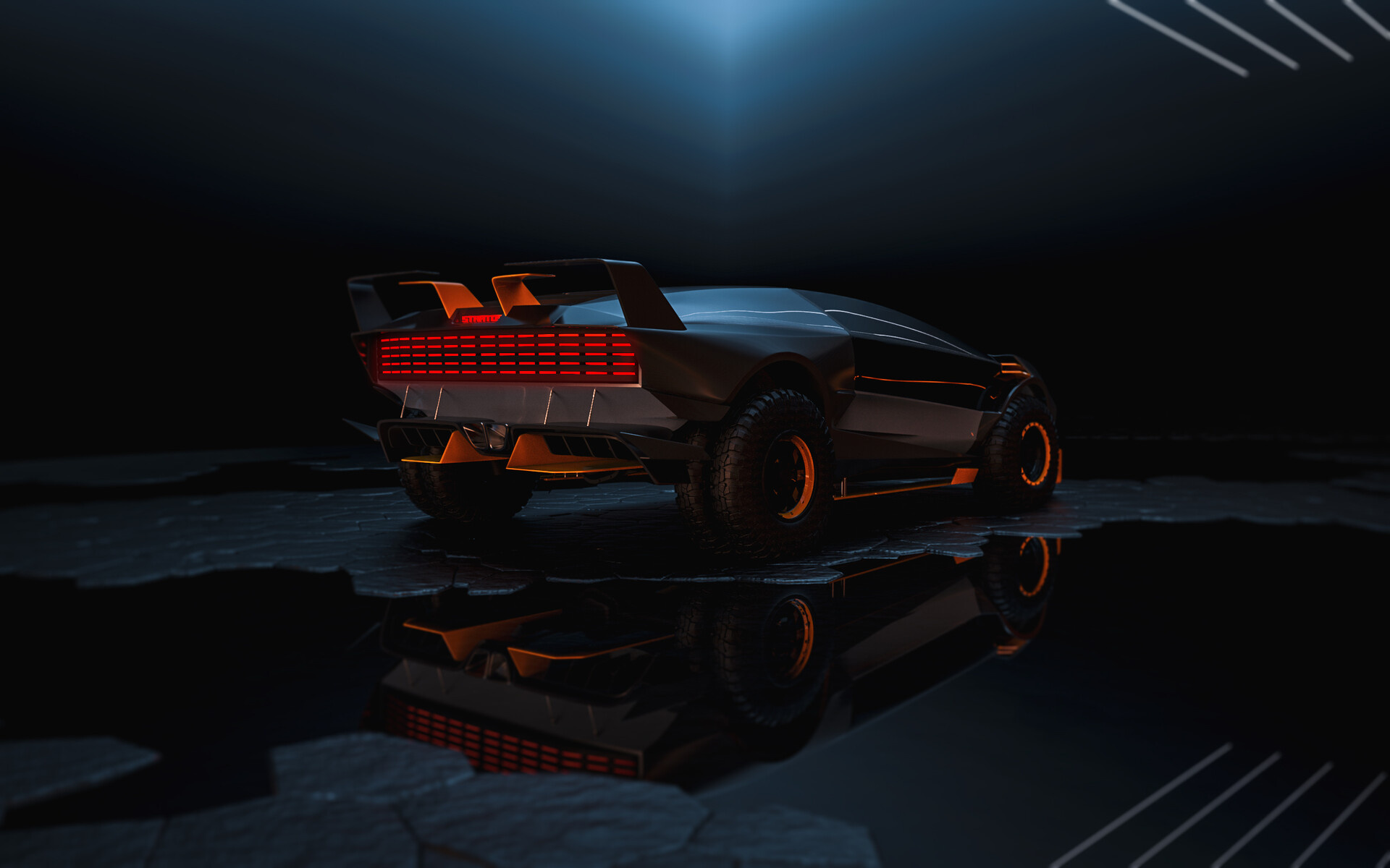 Lancia Stratos, Cyberpunk Edition, ArtStation Project, Futuristic Car, 1920x1200 HD Desktop