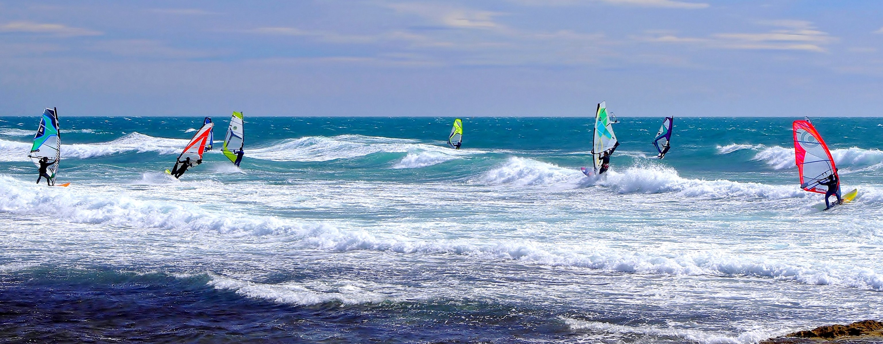 HD windsurfing wallpapers, Stunning landscapes, Epic water sport, Perfect windsurfing conditions, 3080x1200 Dual Screen Desktop