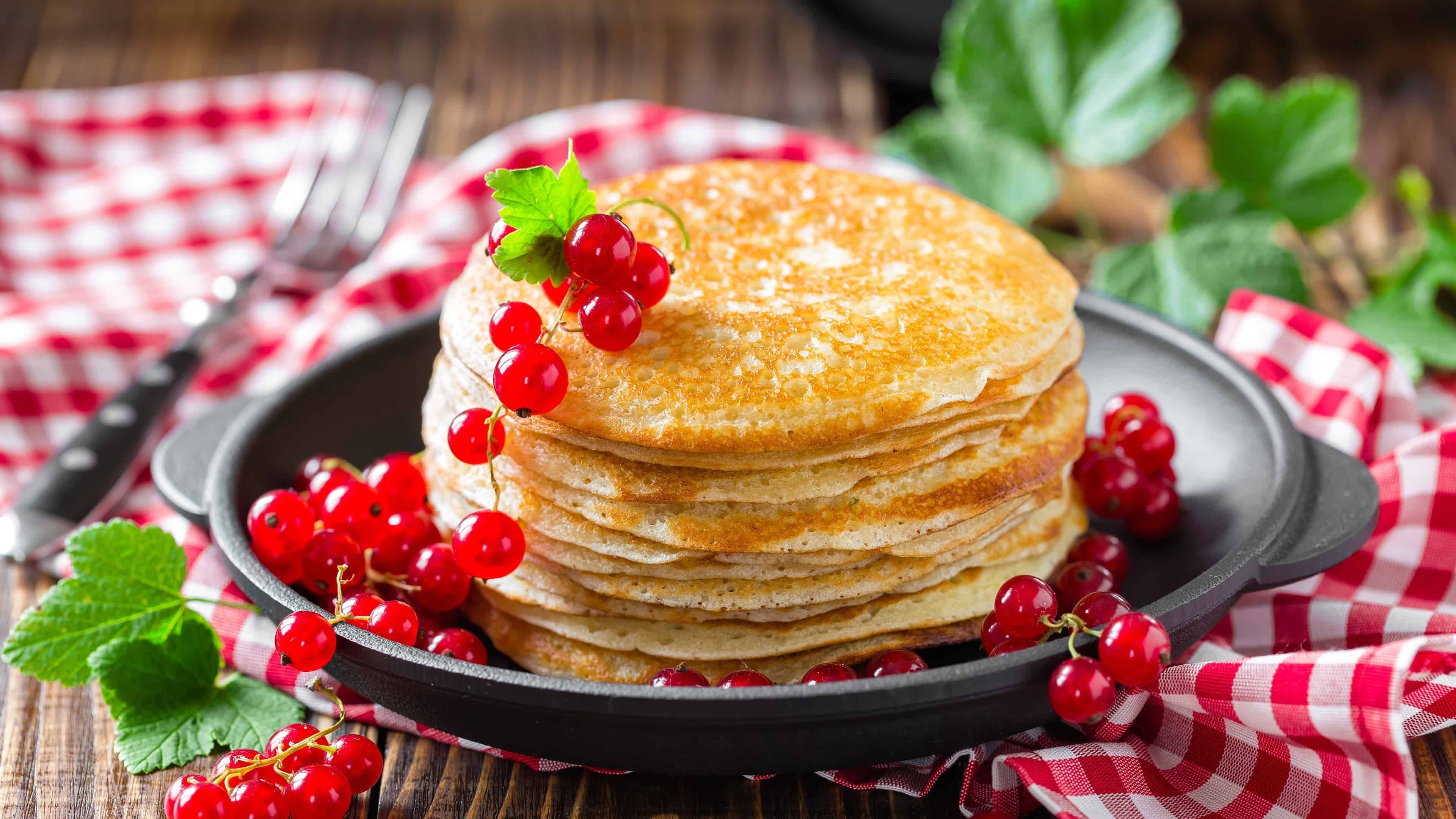 Red currant, Pancakes Wallpaper, 3840x2160 4K Desktop