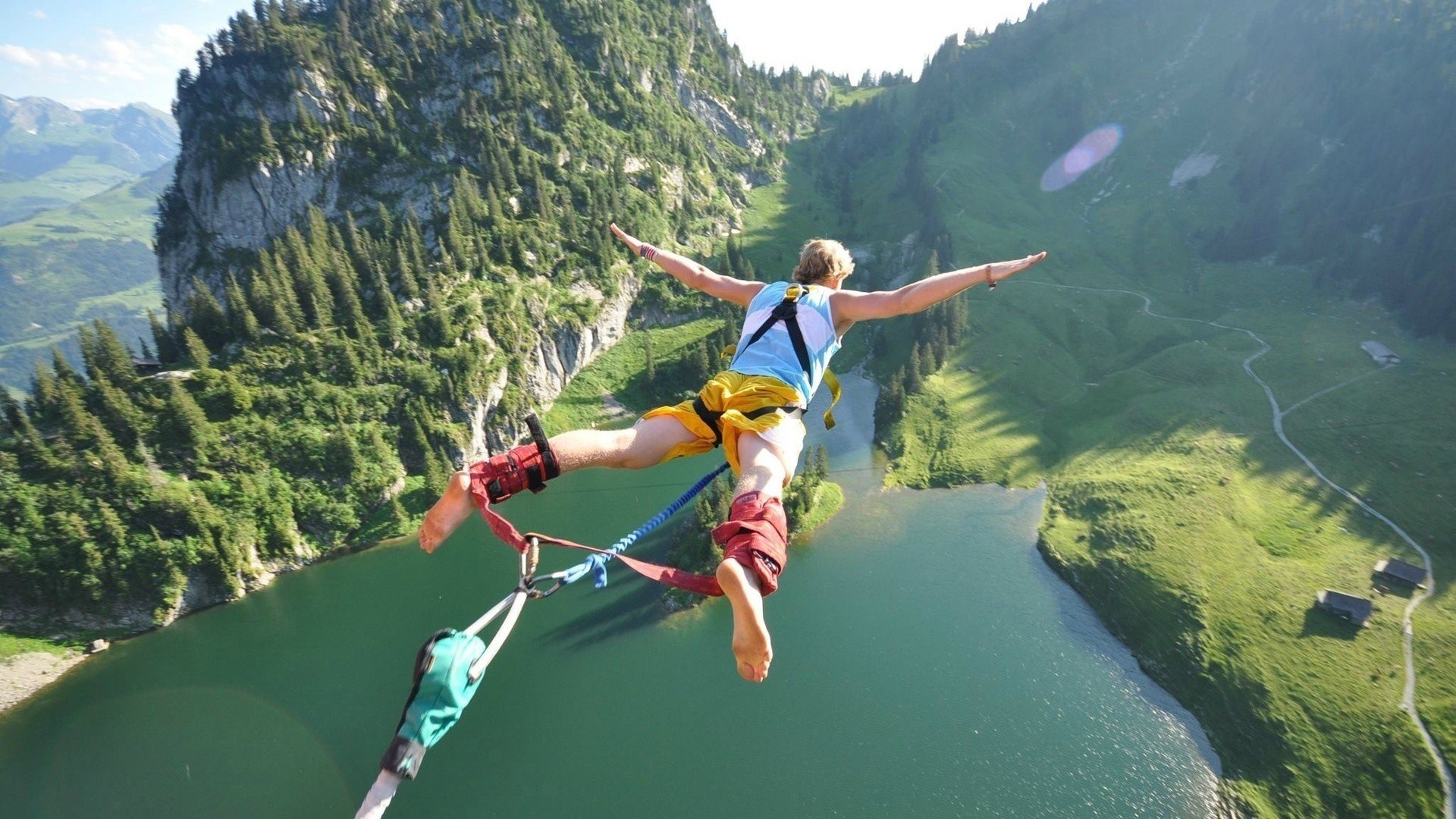 Air Sports, Jumping fjord athletes, Extreme sport, Abseiling, 1920x1080 Full HD Desktop