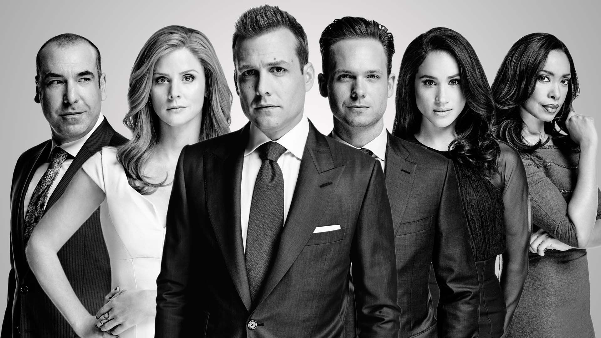 Harvey Specter, Mike Ross, Rachel Zane, Donna Paulsen, Louis Litt, Full HD Desktop wallpaper