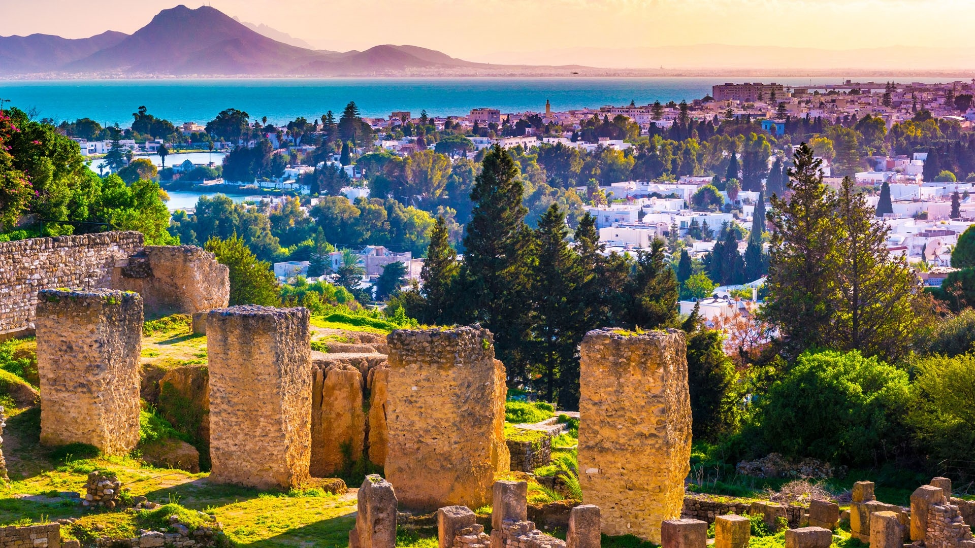 Tunis, Carthage remains, Tunisian landscape, Stunning viewpoint, 1920x1080 Full HD Desktop