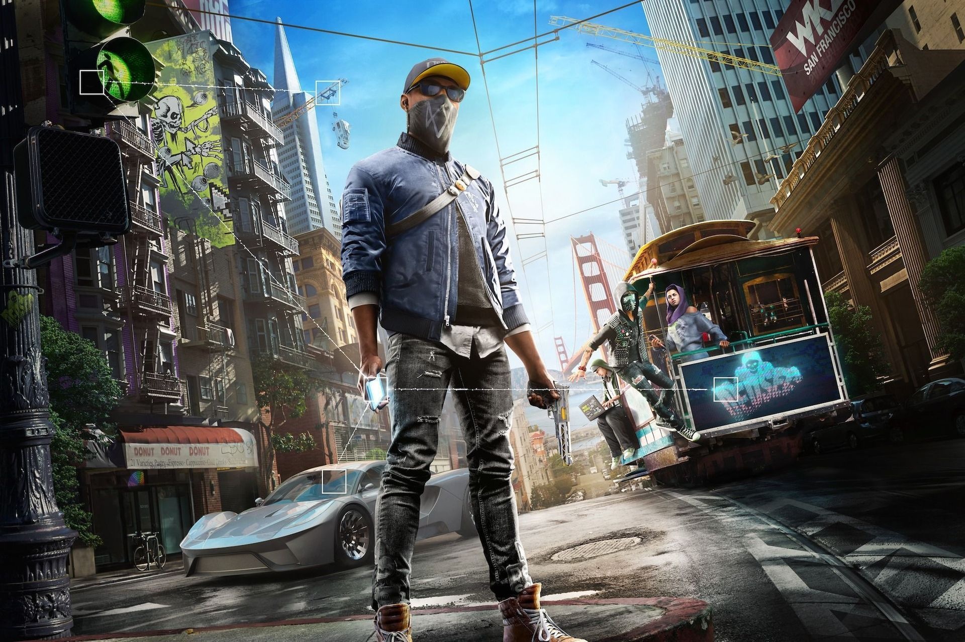 Marcus Holloway, Wrench, San Francisco cable car, DedSec, HD Desktop wallpaper