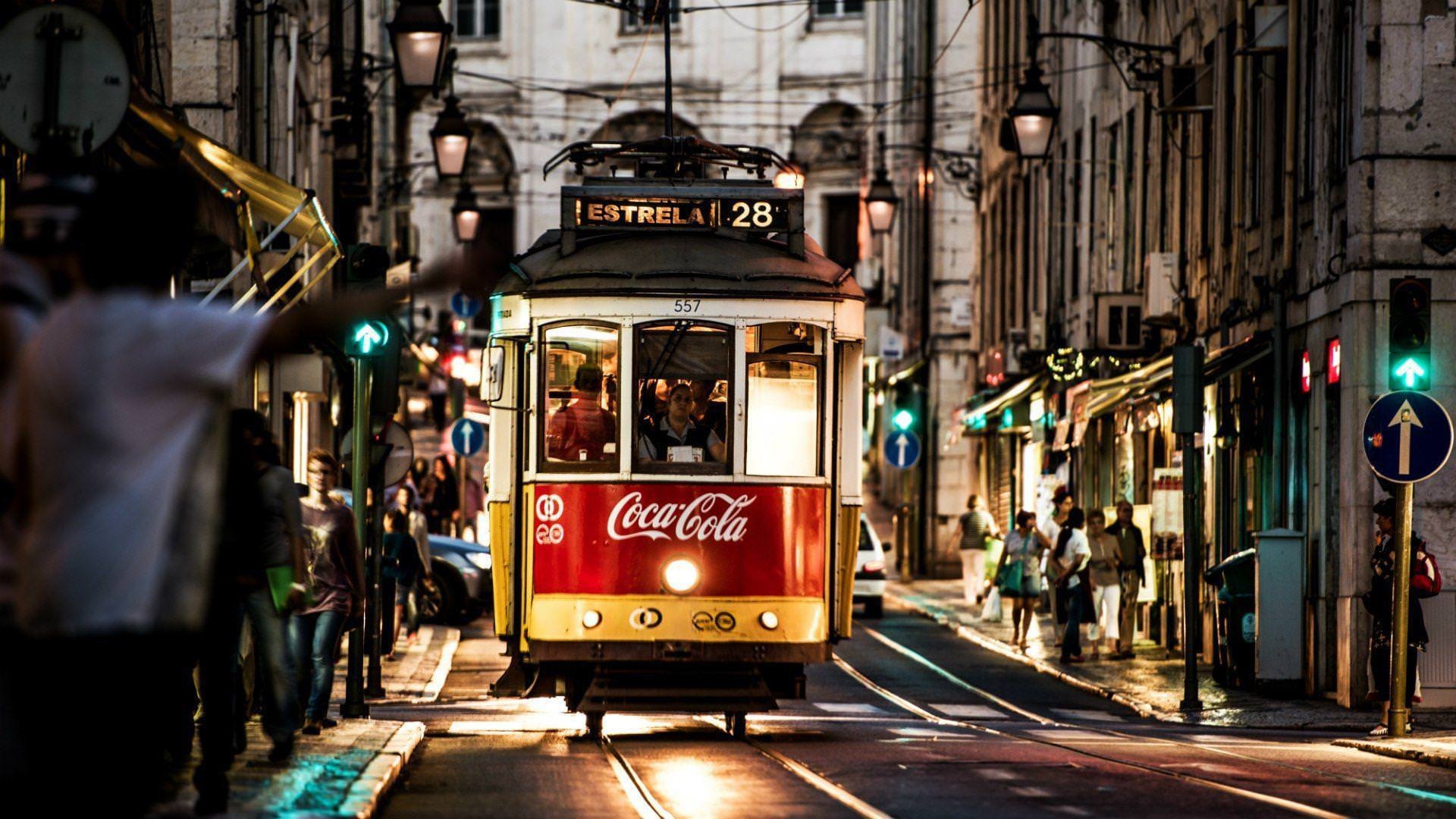 Tram in Lisbon, Portugal, 4k UHD, New wallpaper, 1920x1080 Full HD Desktop