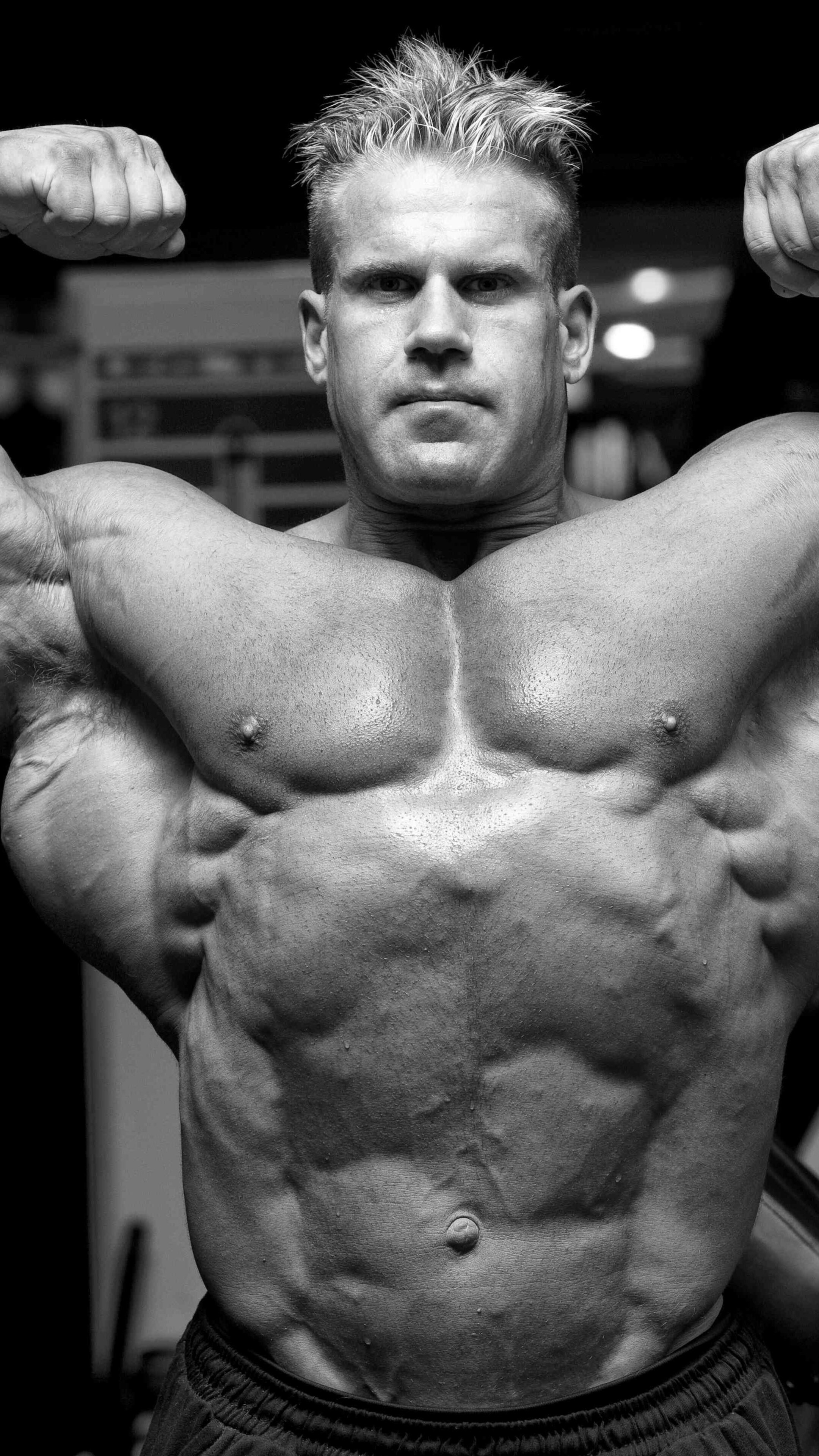 Jay Cutler, Bodybuilder torso physique, Black and white portrait, 4K Phone wallpaper