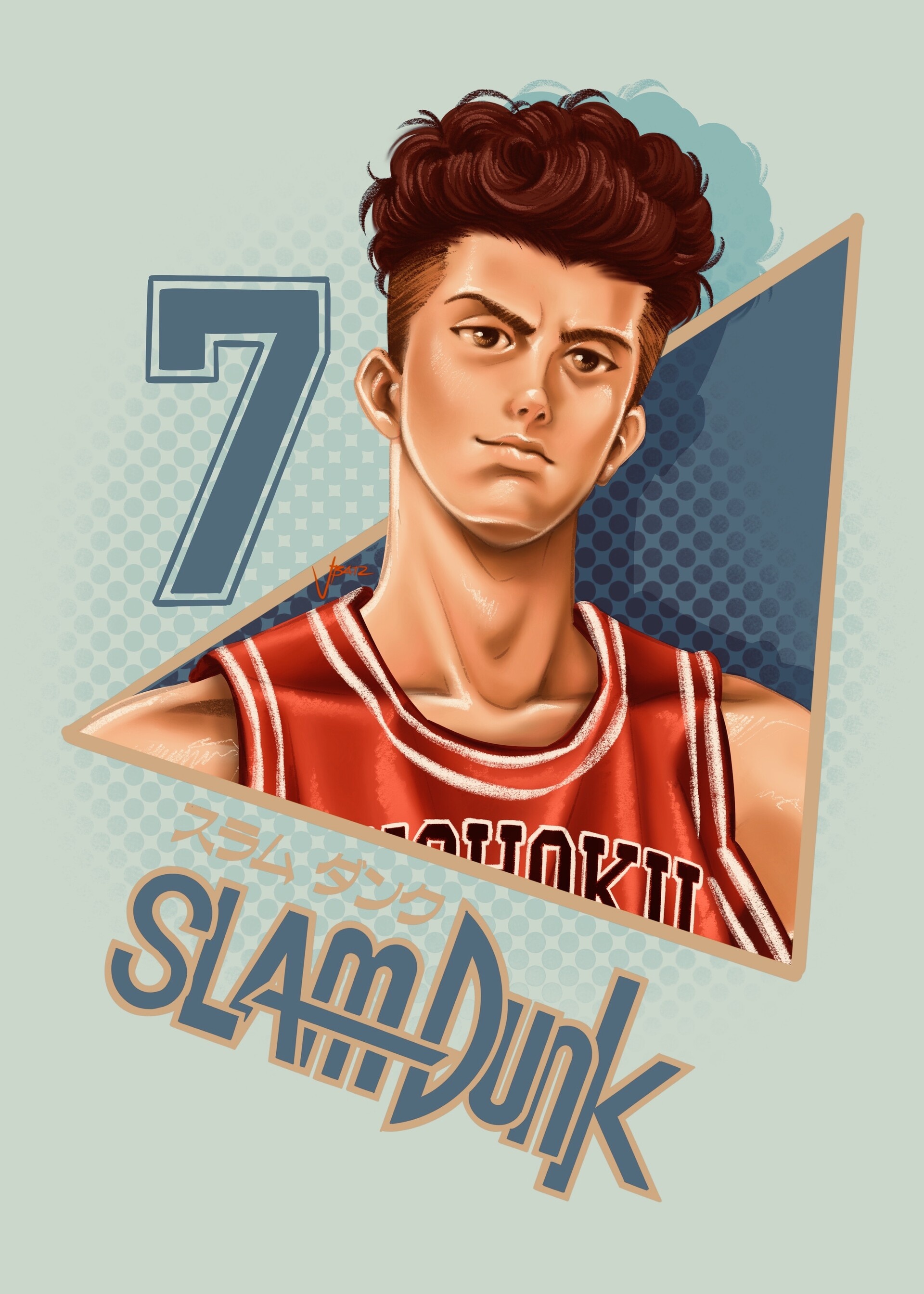Ryota Miyagi, Shohoku jersey number 7, SLAM DUNK text, HD Phone wallpaper