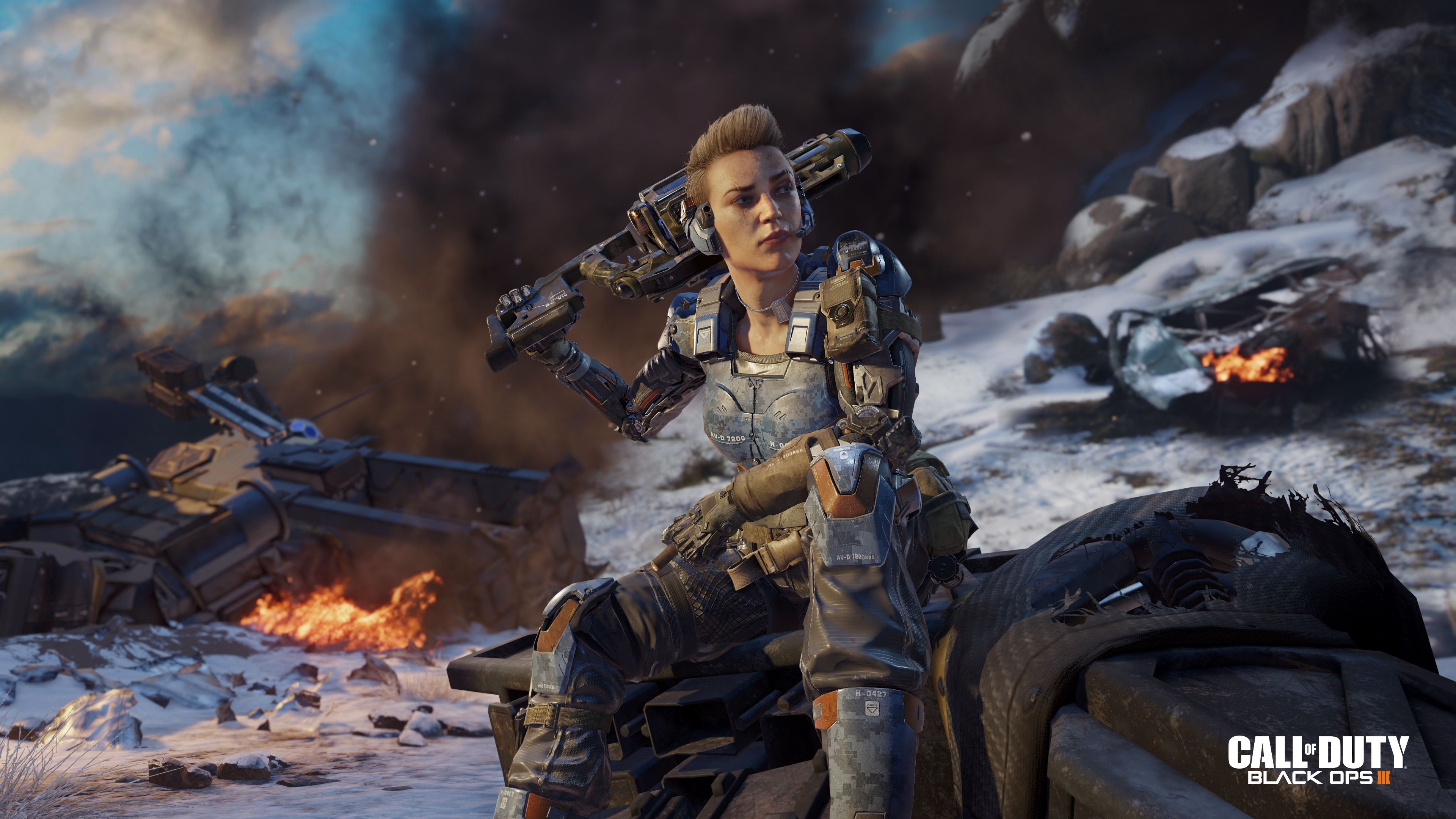 Battery Call of Duty, War Machine grenade launcher, Call of Duty: Black Ops III logo, 4K Desktop wallpaper