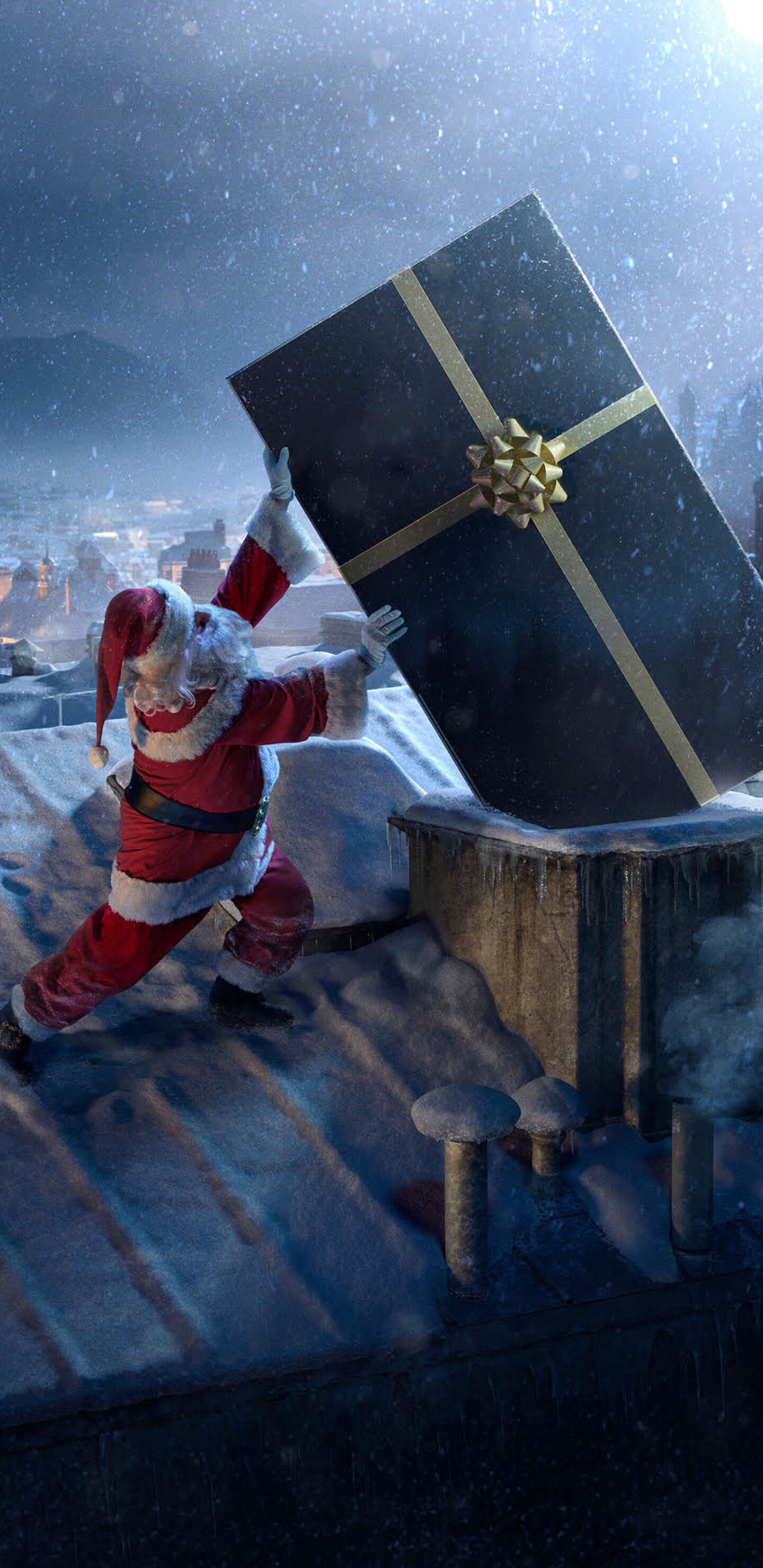 Present delivery, Santa Claus Wallpaper, 1440x2960 HD Phone