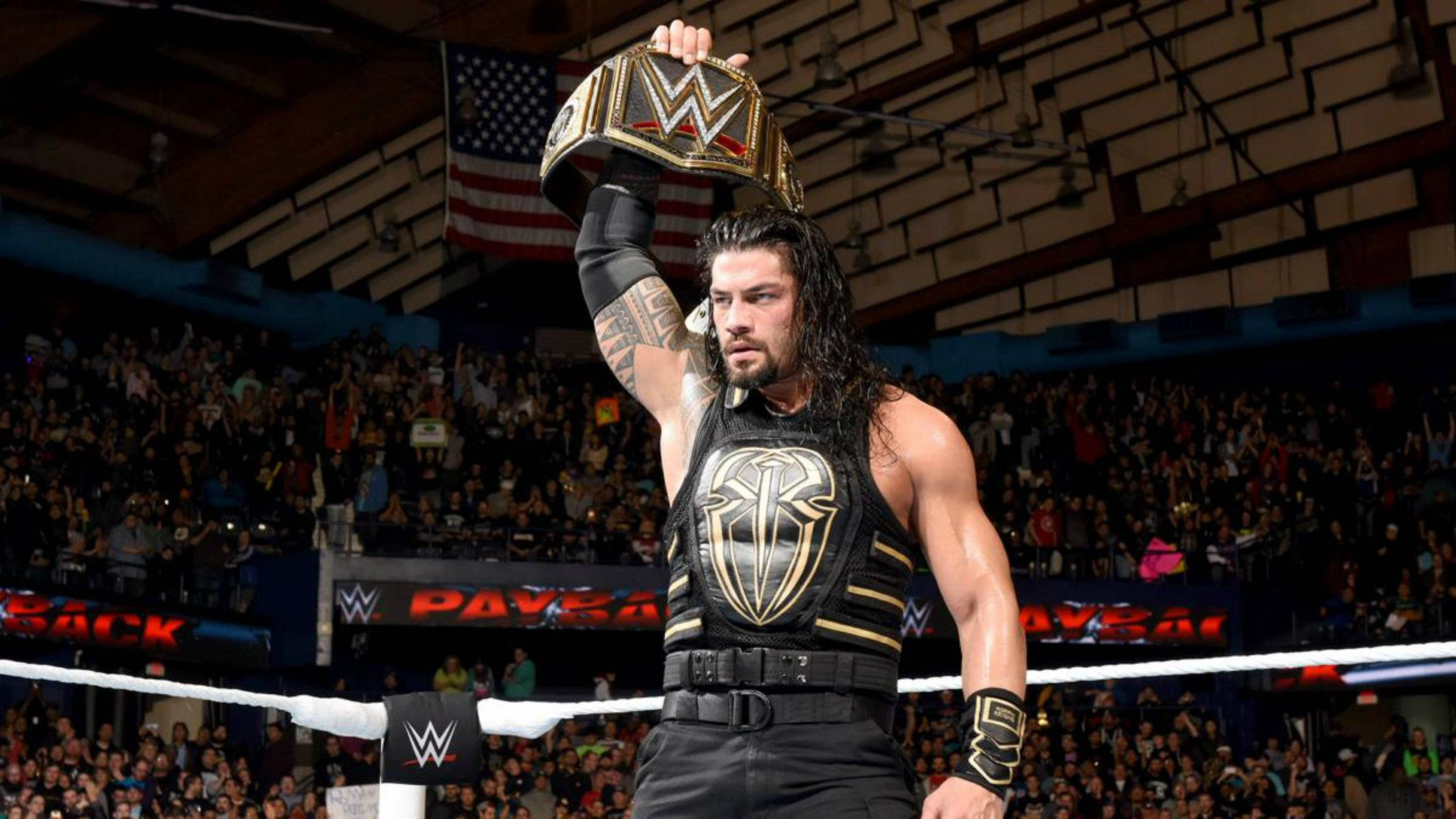 Roman Reigns, WWE World Heavyweight Championship, WWE Payback ring, 4K Desktop wallpaper