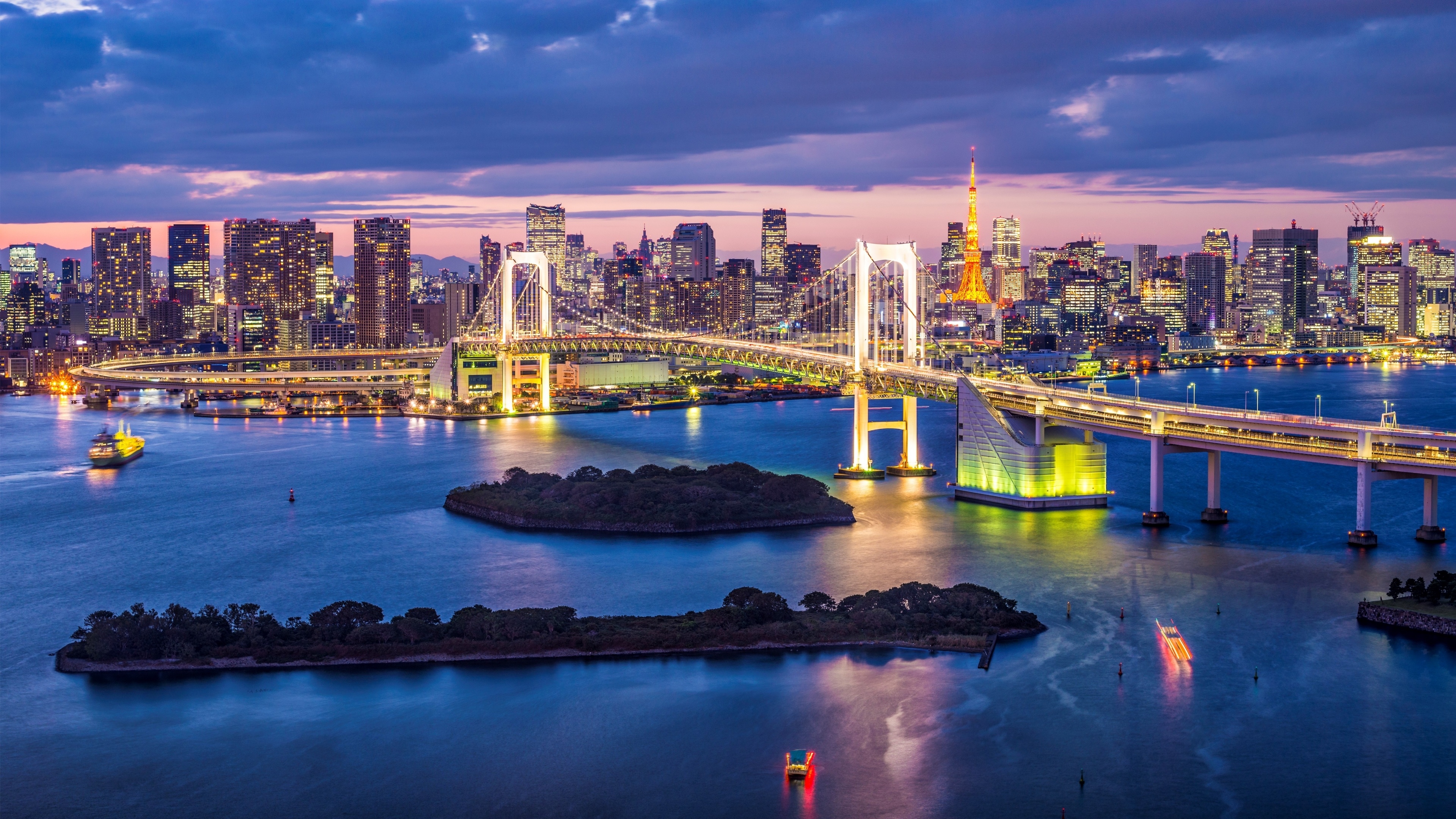 Rainbow Bridge, Tokyo Tower Wallpaper, 3840x2160 4K Desktop
