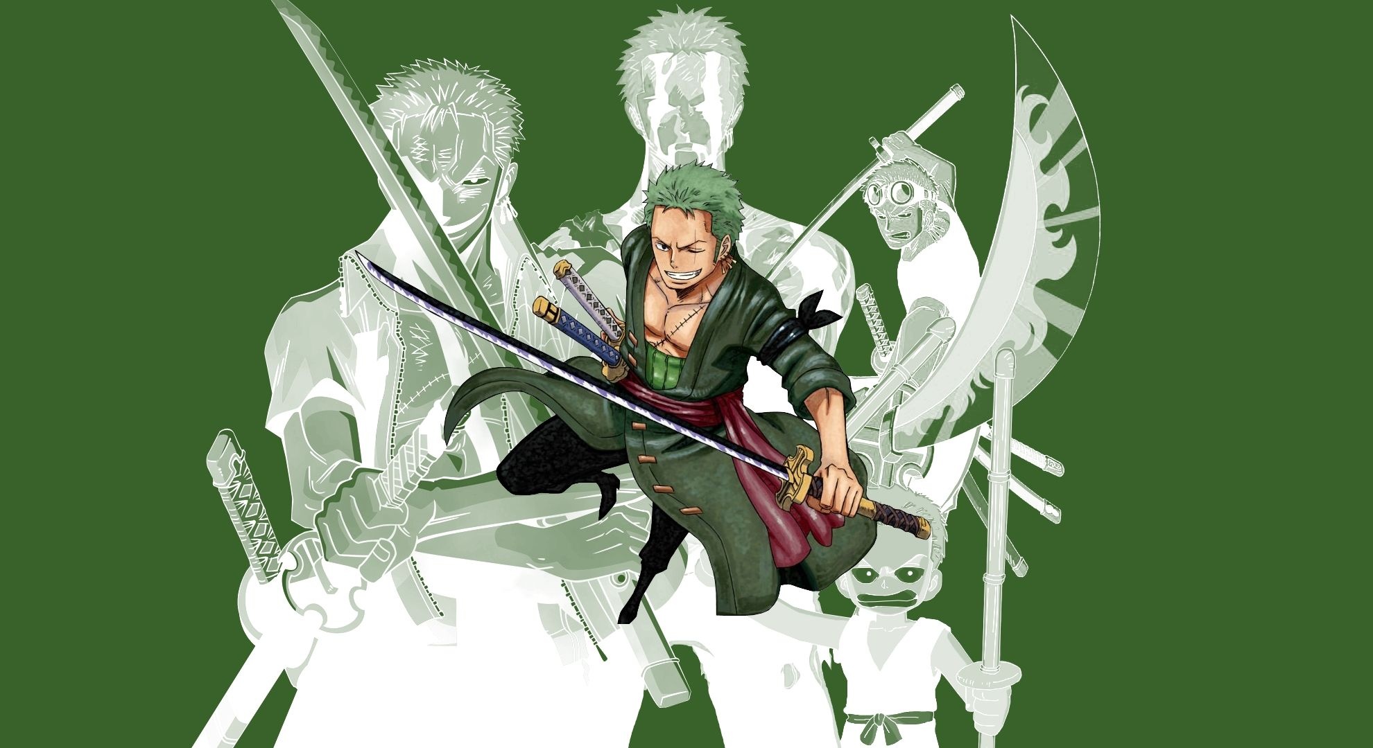 Roronoa Zoro, child Roronoa Zoro, katana swords, manga sketch collage, HD Desktop wallpaper