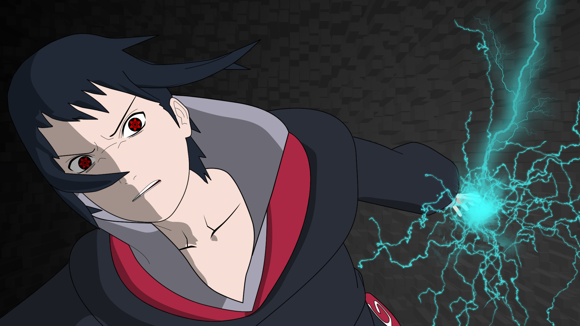 Sasuke Uchiha, Chidori jutsu, Mangekyo Sharingan, Full HD Desktop wallpaper