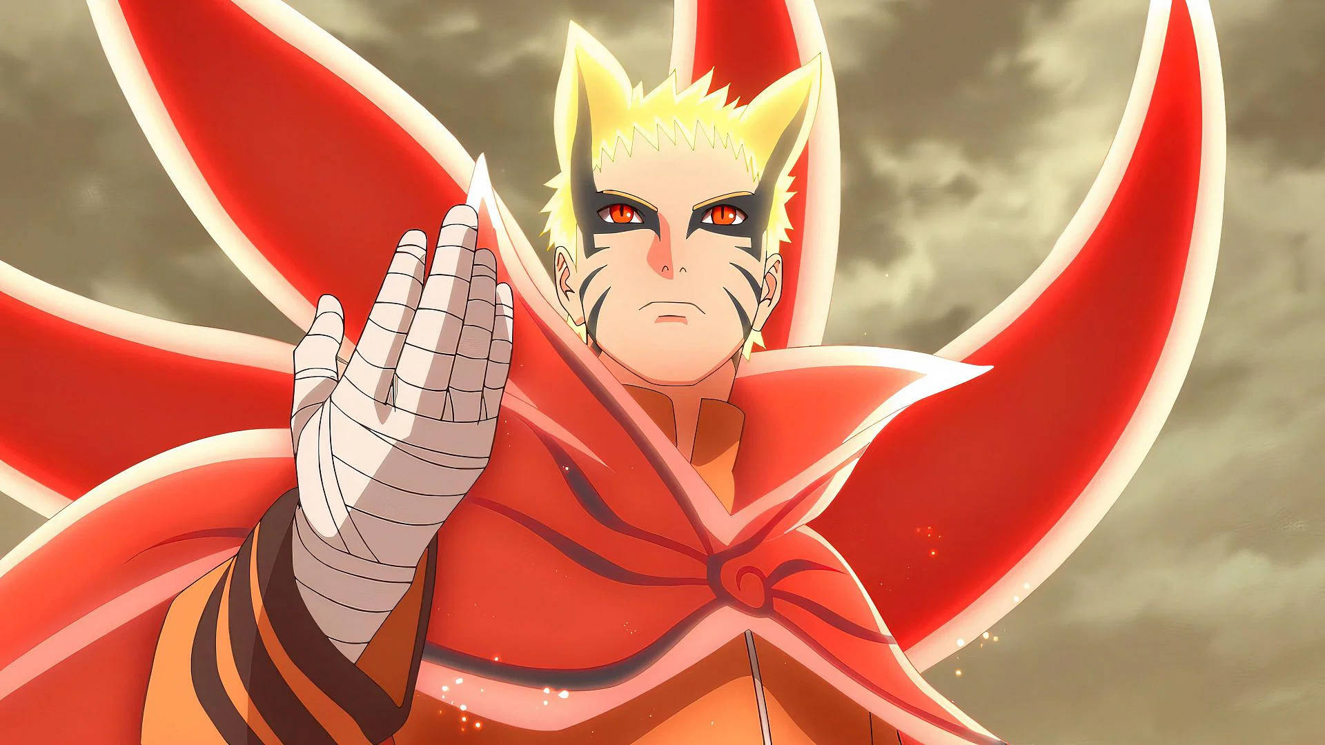 Naruto Uzumaki Baryon Mode, red chakra tails, Boruto Naruto Next Generations, Full HD Desktop wallpaper