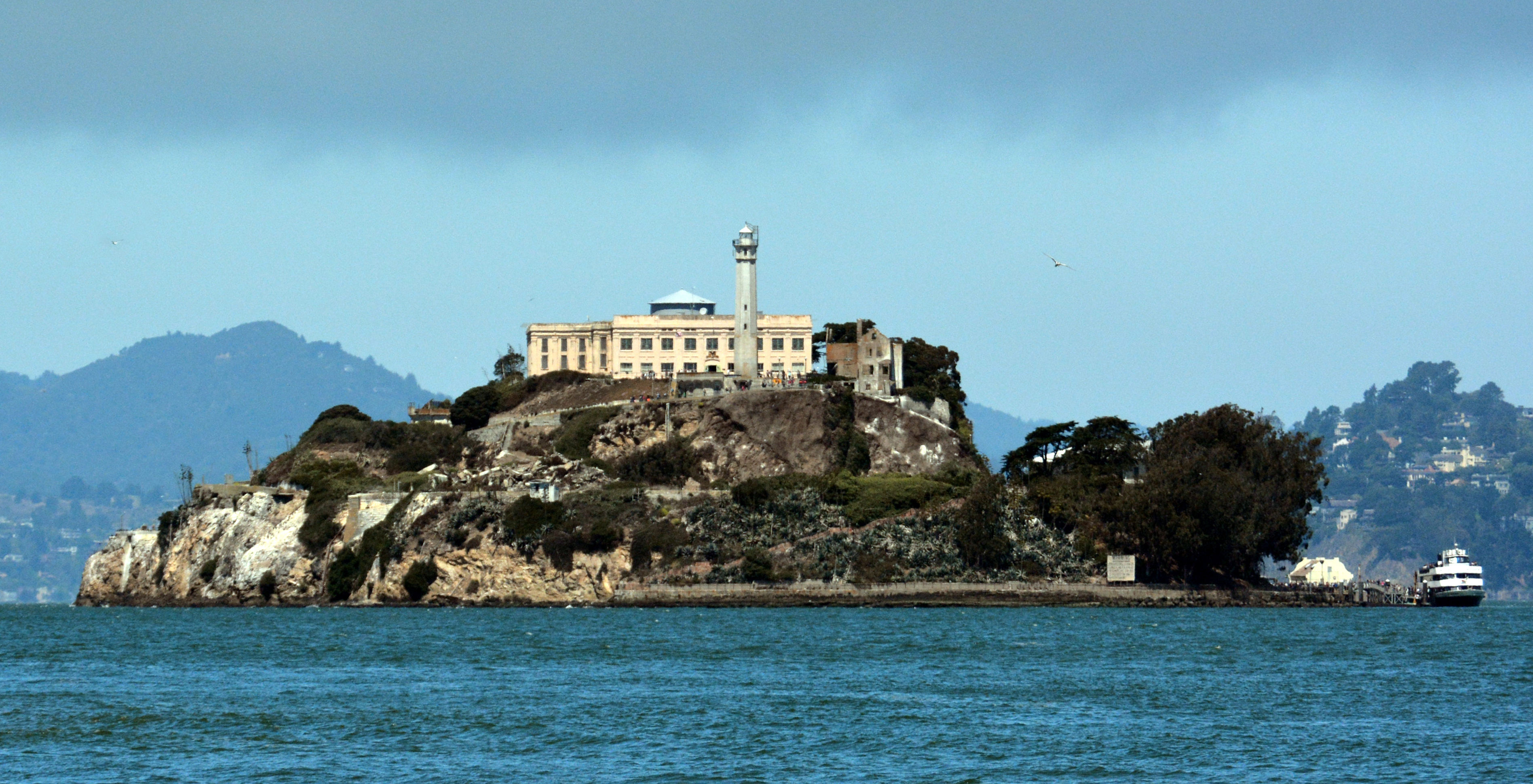 Abandoned Alcatraz building, Eerie atmosphere, Haunting beauty, Urban decay, 3800x1940 HD Desktop