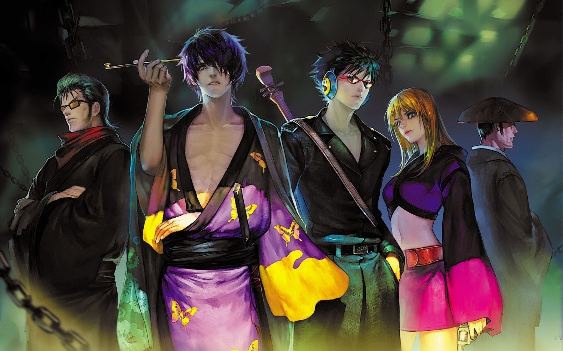 Gintama series, Headphones, Anime characters, Wallpaper, 1920x1200 HD Desktop