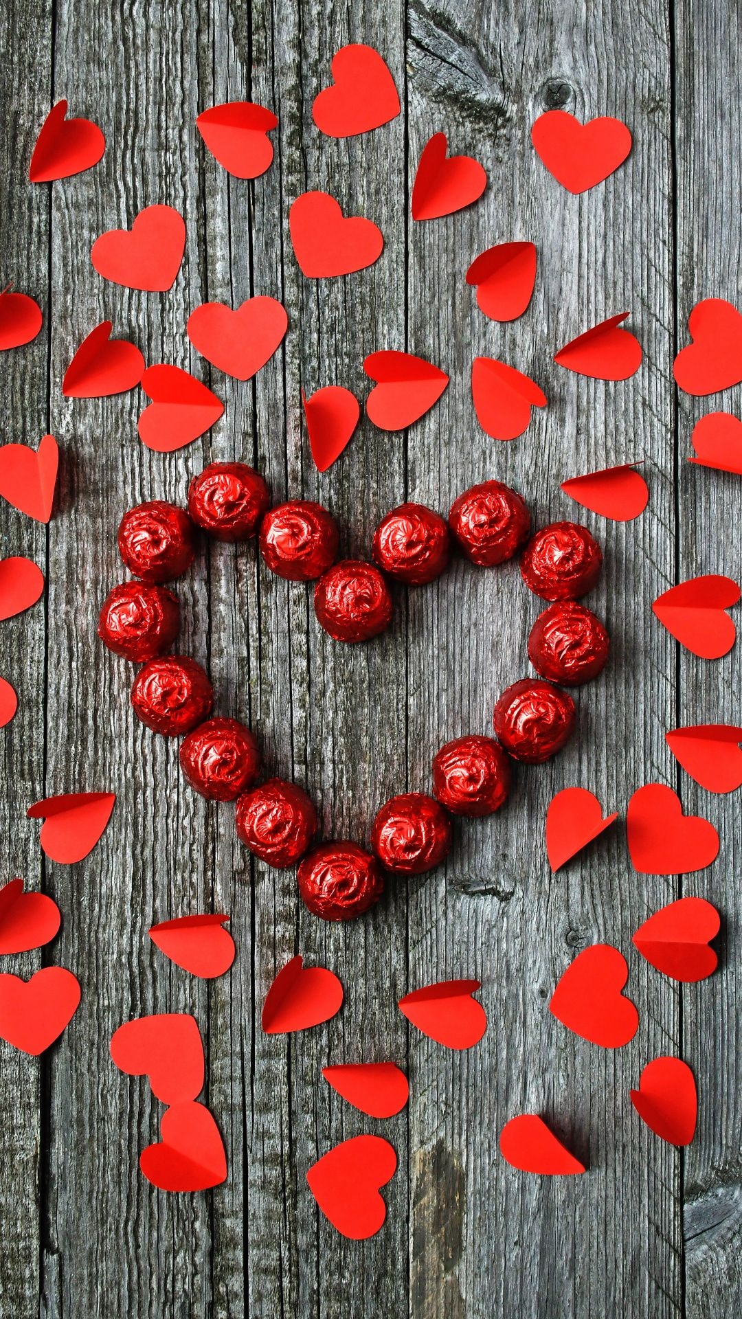 Candies, Heart Shape Wallpaper, 1080x1920 Full HD Phone