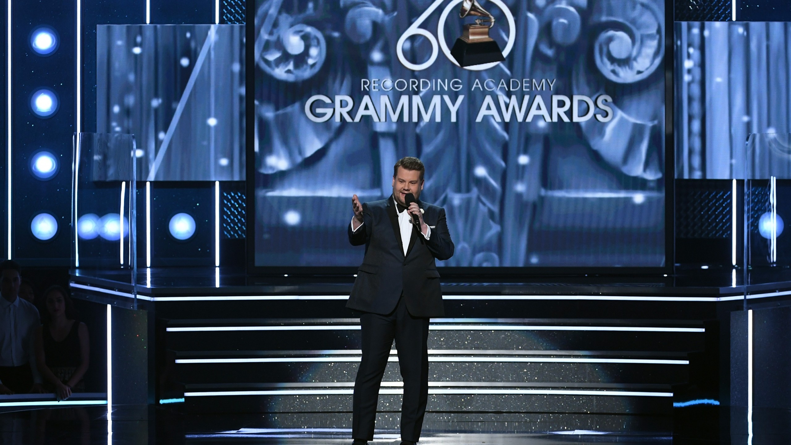 James Corden, Grammy 2018, Stunning 4K image, 2560x1440 HD Desktop
