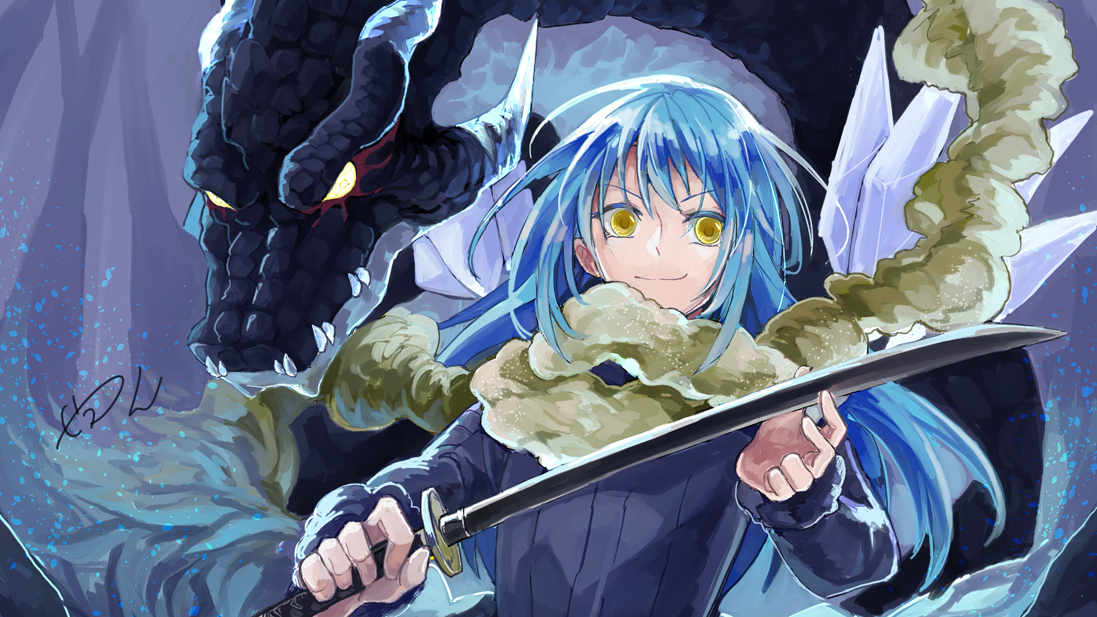 Rimuru and Veldora wallpaper, 4K HD art, That Time I Got Reincarnated as a Slime, Fantasy anime, 3840x2160 4K Desktop