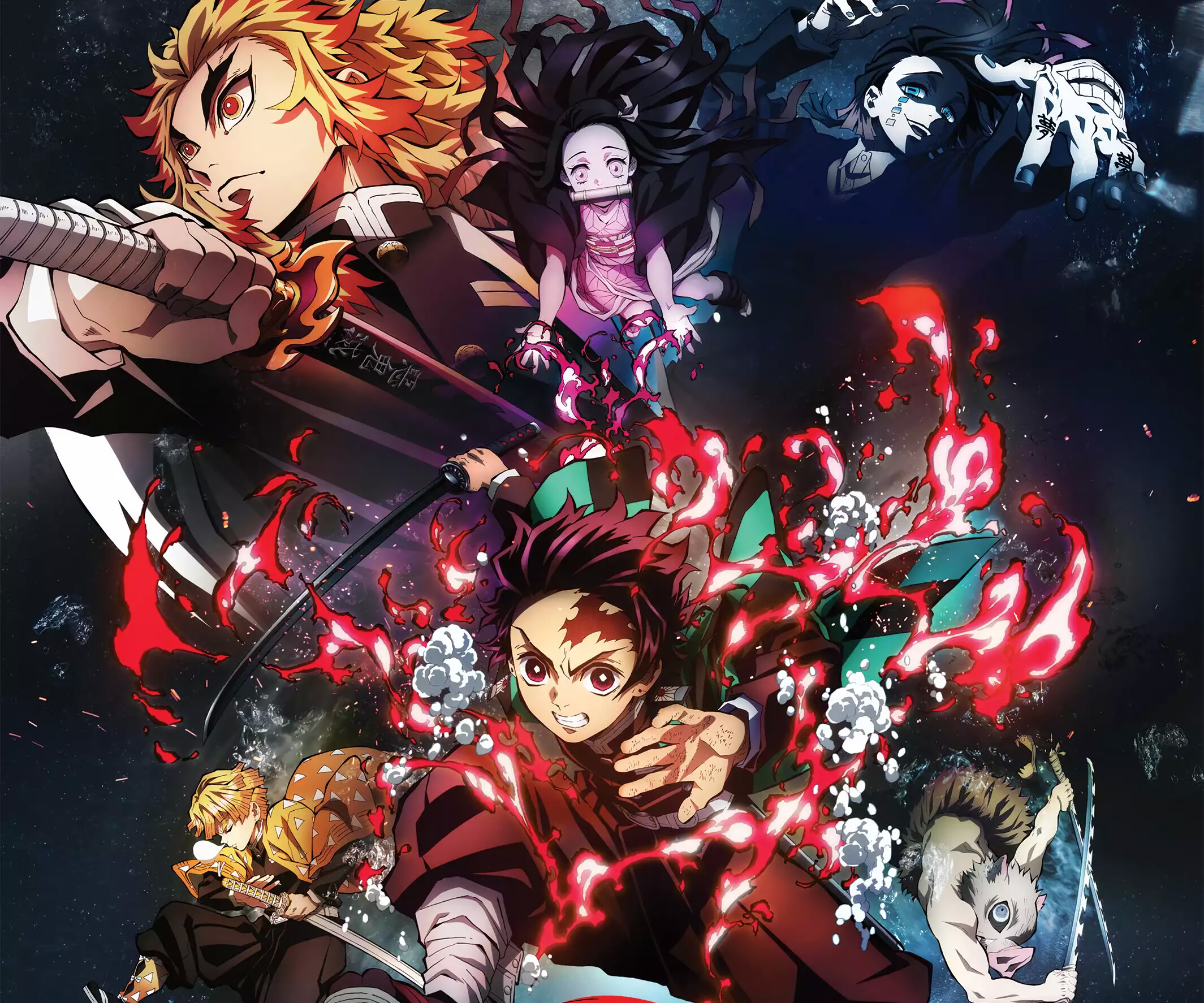 Demon Slayer: Mugen Train, Kyojuro Rengoku, Nezuko Kamado, Tanjiro Kamado, 2130x1780 HD Desktop