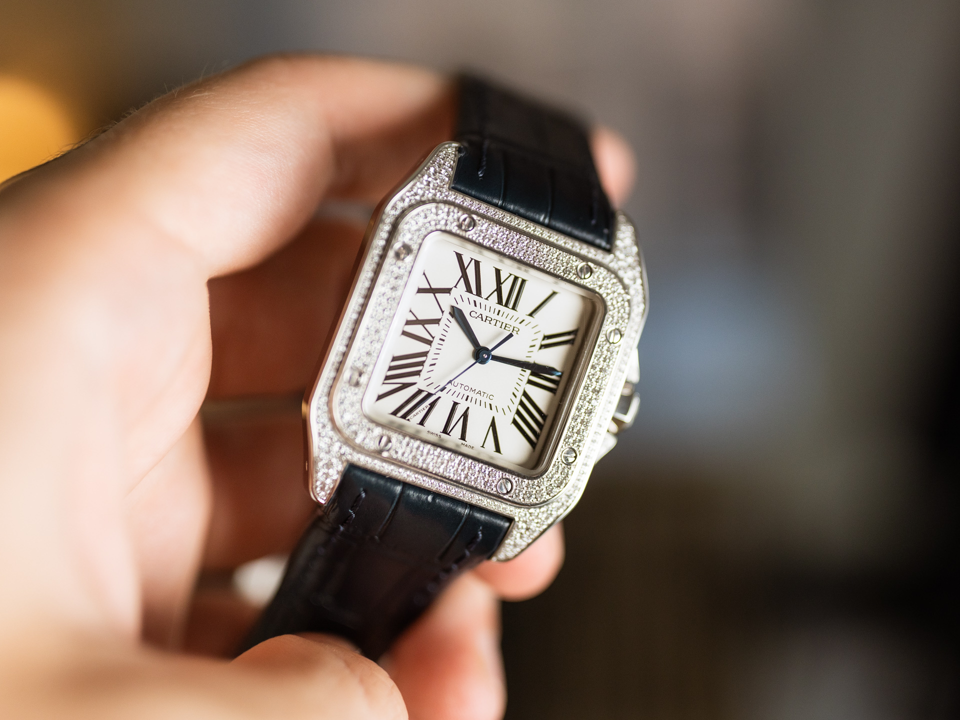 Cartier Santos 100, White gold, Deployment buckle, Vintage design, 1920x1440 HD Desktop