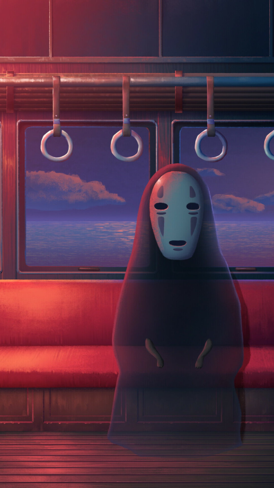 Spirited Away, No-Face art, Neutral expression, 1080x1920 Full HD Phone