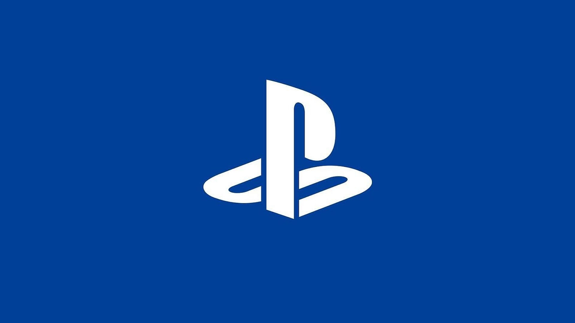 PlayStation logo, White PS symbol, Royal blue background, Full HD Desktop wallpaper