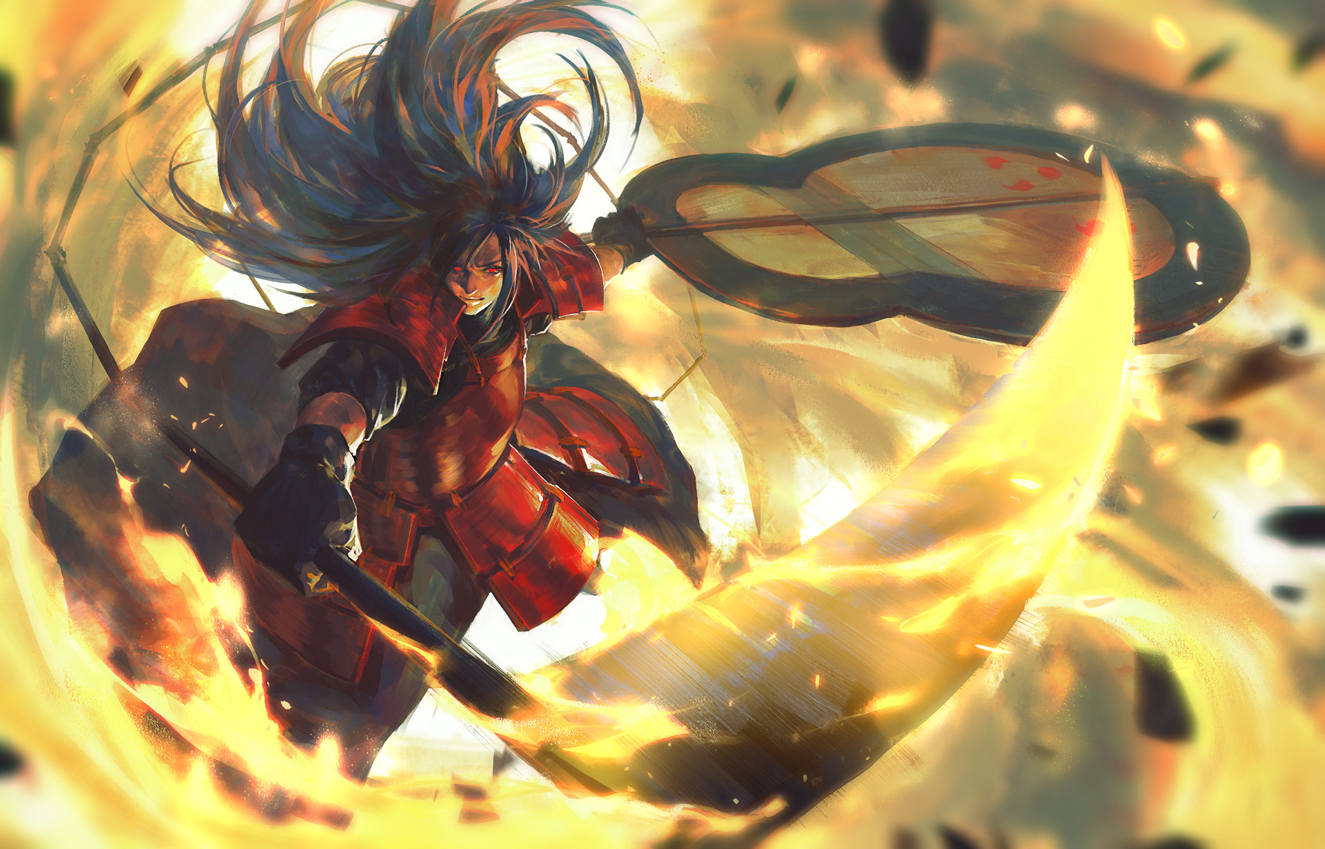 Madara Uchiha, Uchiha clan gunbai, Kama scythe, HD Desktop wallpaper