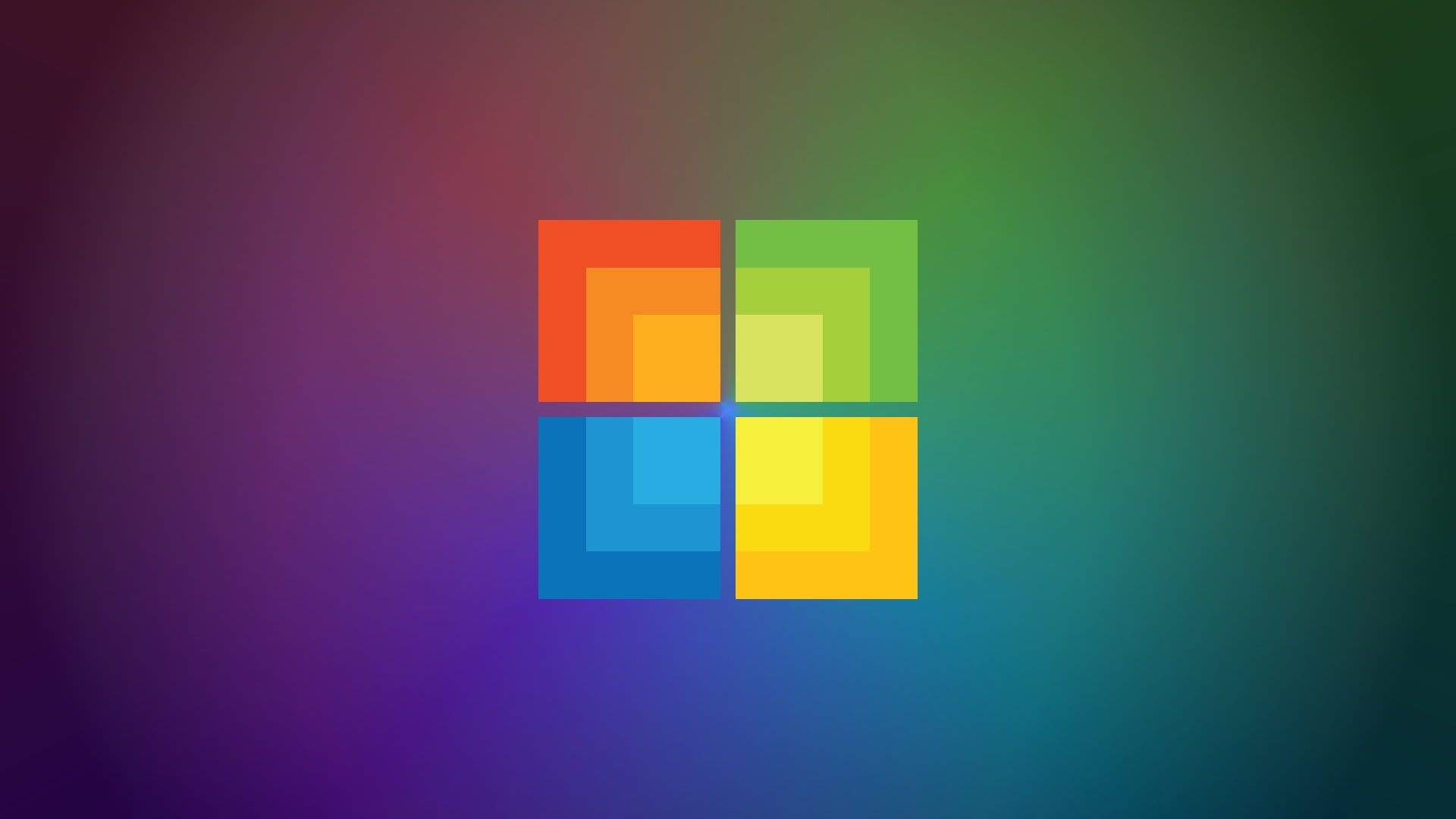 Microsoft logo, layered square icon, vibrant gradient backdrop, Full HD Desktop wallpaper