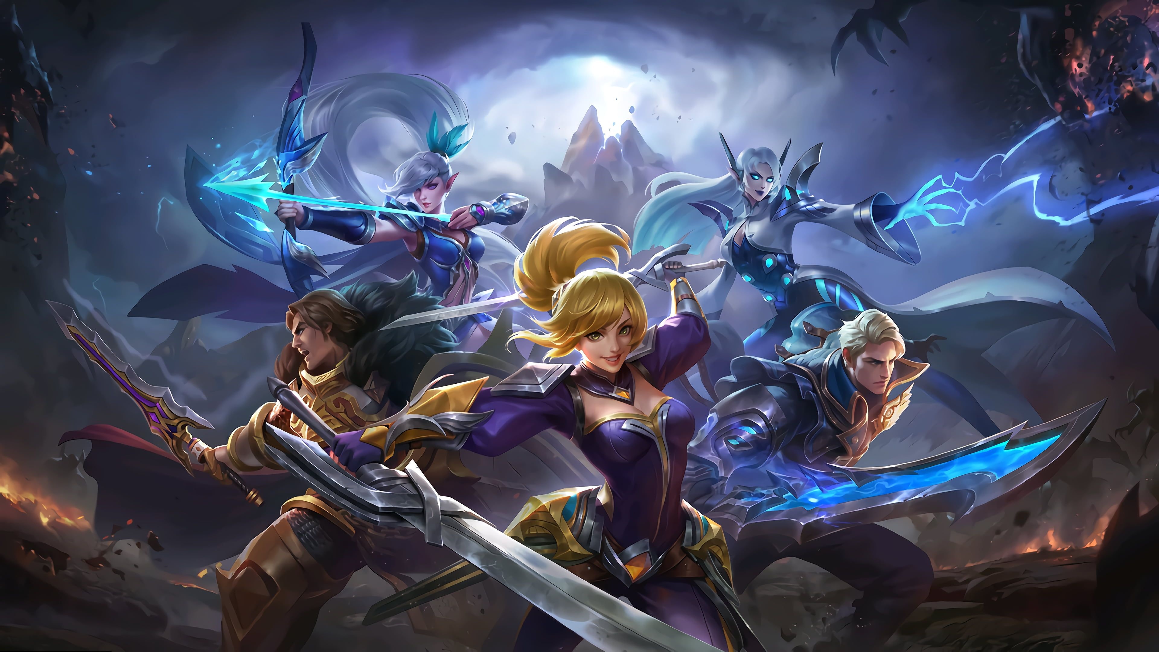 Fanny Mobile Legends, Miya Mobile Legends, Alucard Mobile Legends, Eudora Mobile Legends, Tigreal Mobile Legends, 4K Desktop wallpaper