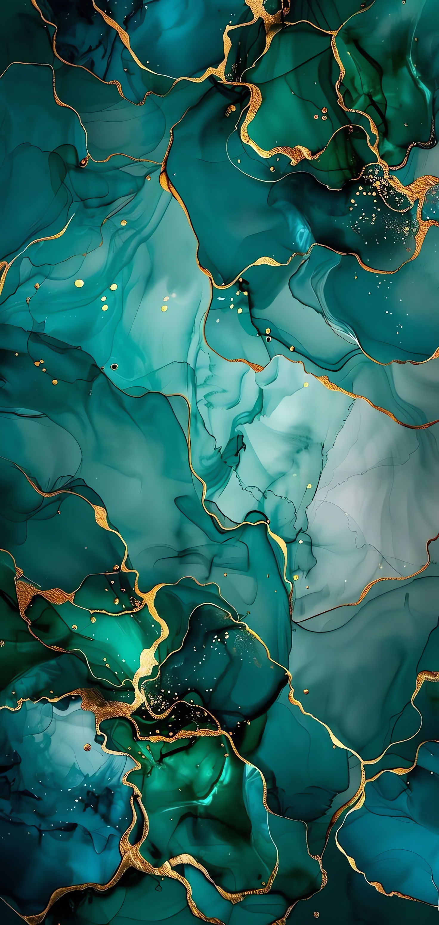 Marble Background, Emerald And Gold, Gradient, 3100p
