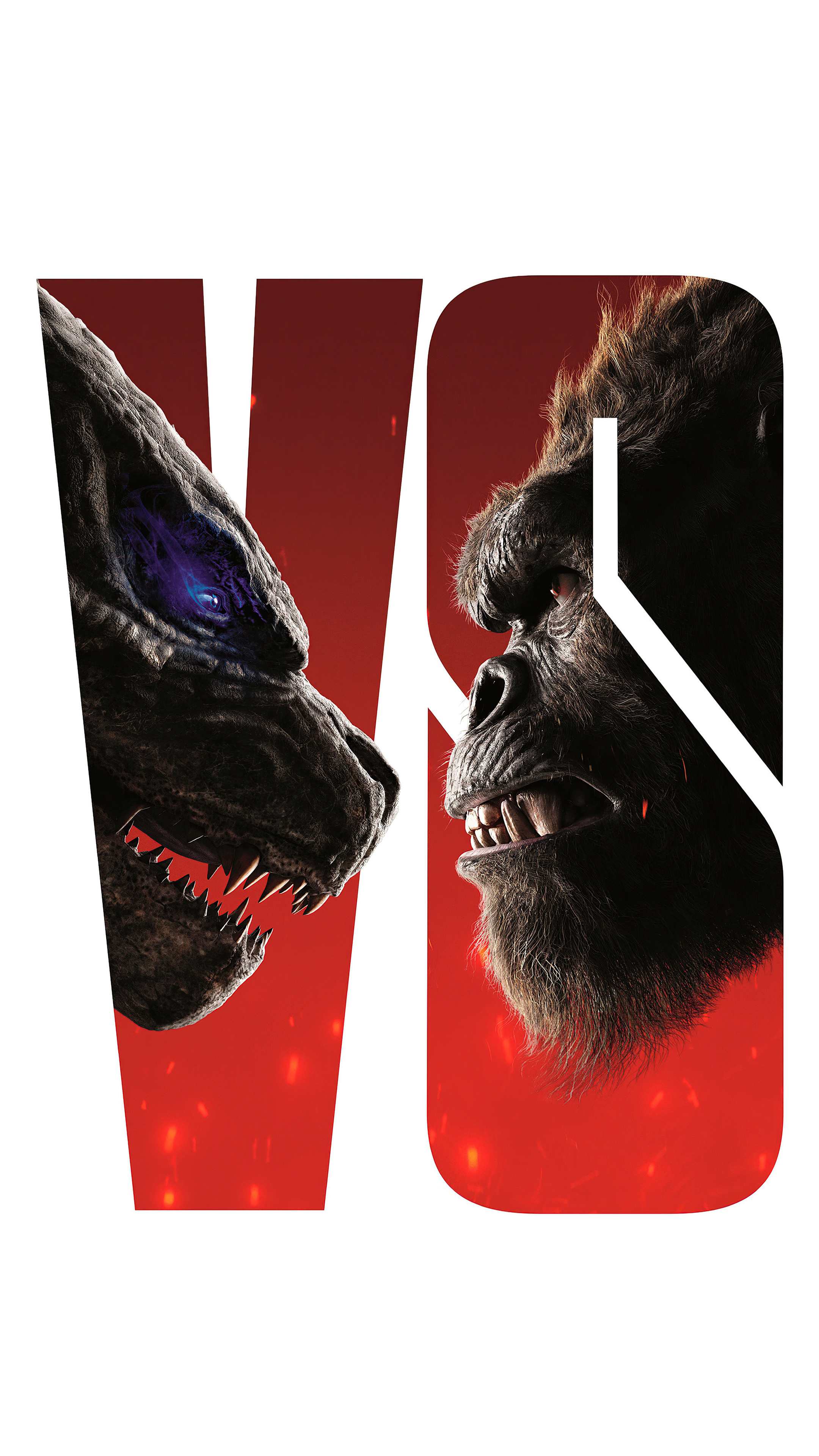 Godzilla vs. Kong, Epic monster battle, White poster, Sony Xperia, 2160x3840 4K Phone