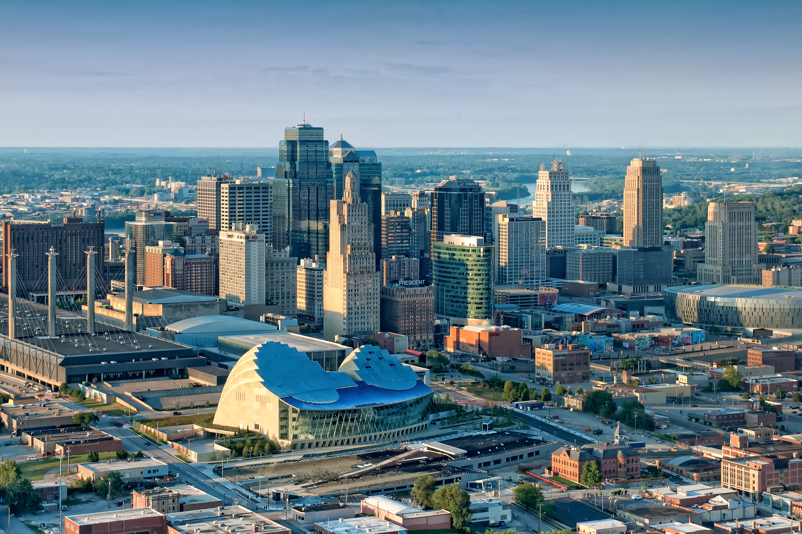 Kansas City skyline, Lit teal buildings, Urban scenery, Architecture, 2800x1860 HD Desktop