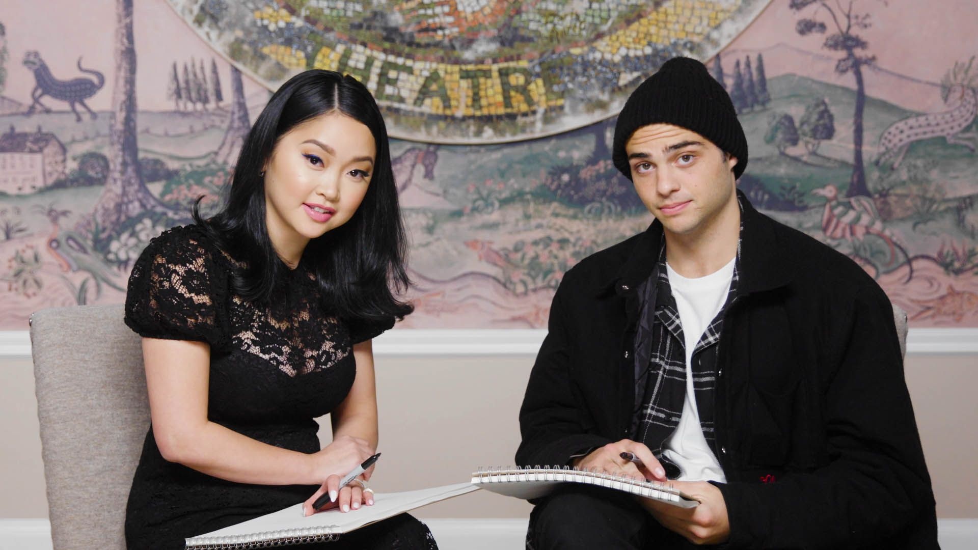 Lana Condor, Noah Centineo, Sketch each other, Tatbilb, 1920x1080 Full HD Desktop