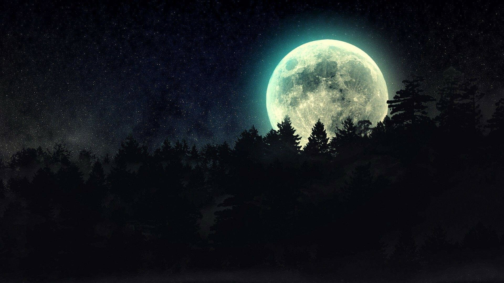 The Moon, Wallpaper, Lunar surface, Nighttime scenery, 1920x1080 Full HD Desktop