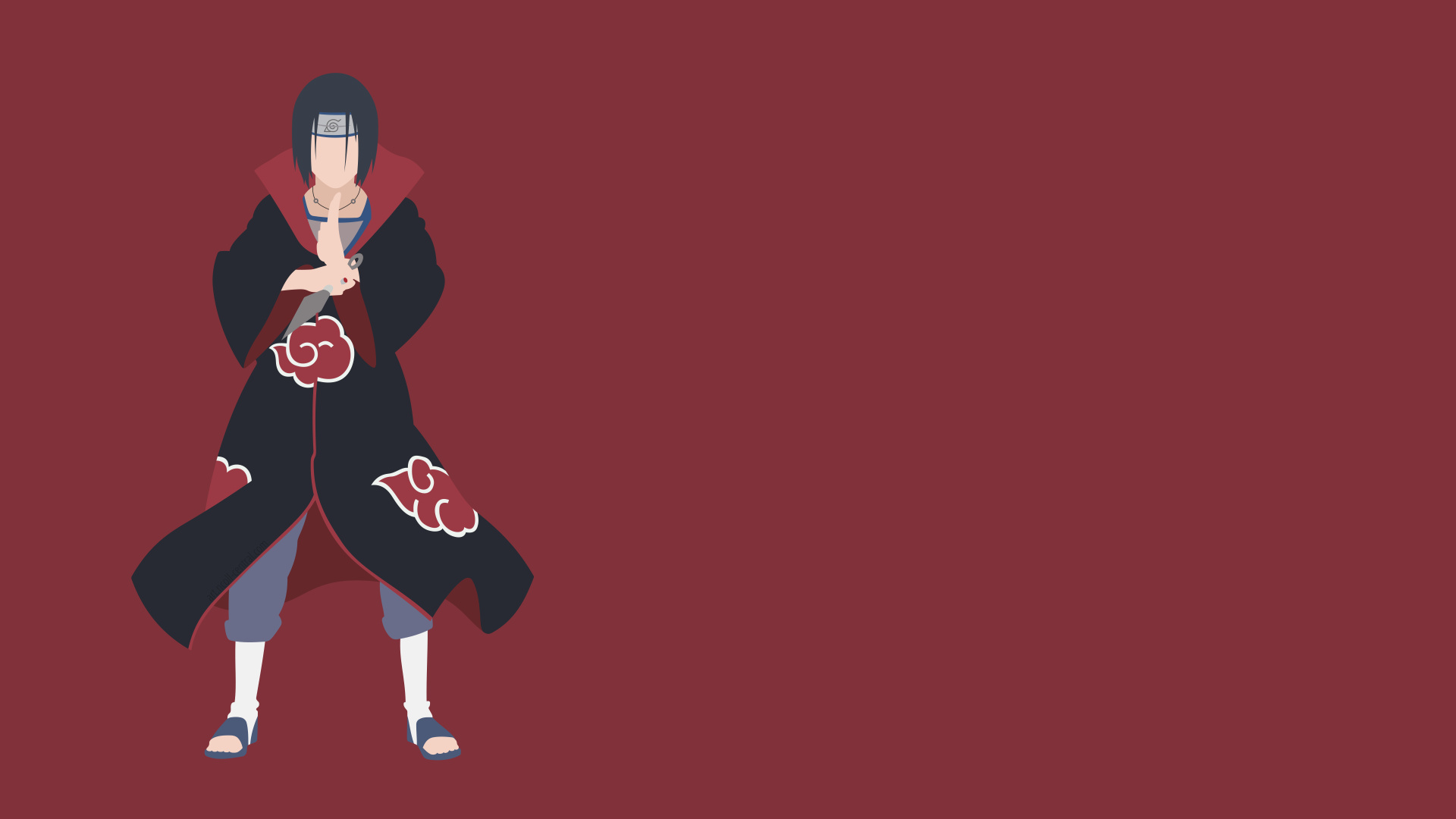 Itachi Uchiha, Akatsuki cloak, minimalist vector art, Full HD Desktop wallpaper