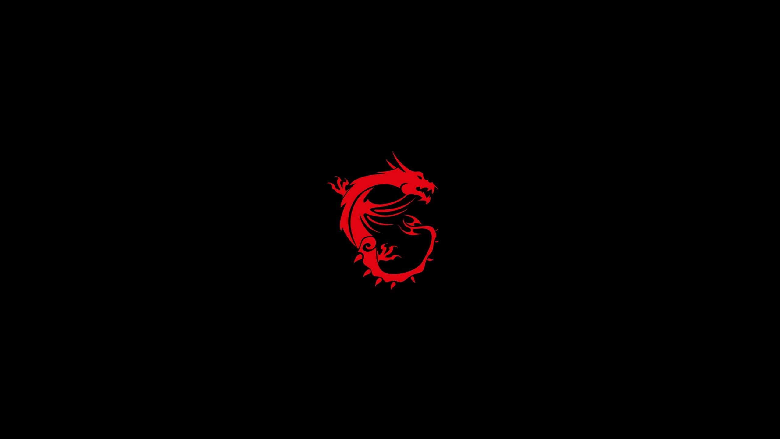 MSI Gaming dragon logo, curled red dragon emblem, minimalist black field, HD Desktop wallpaper