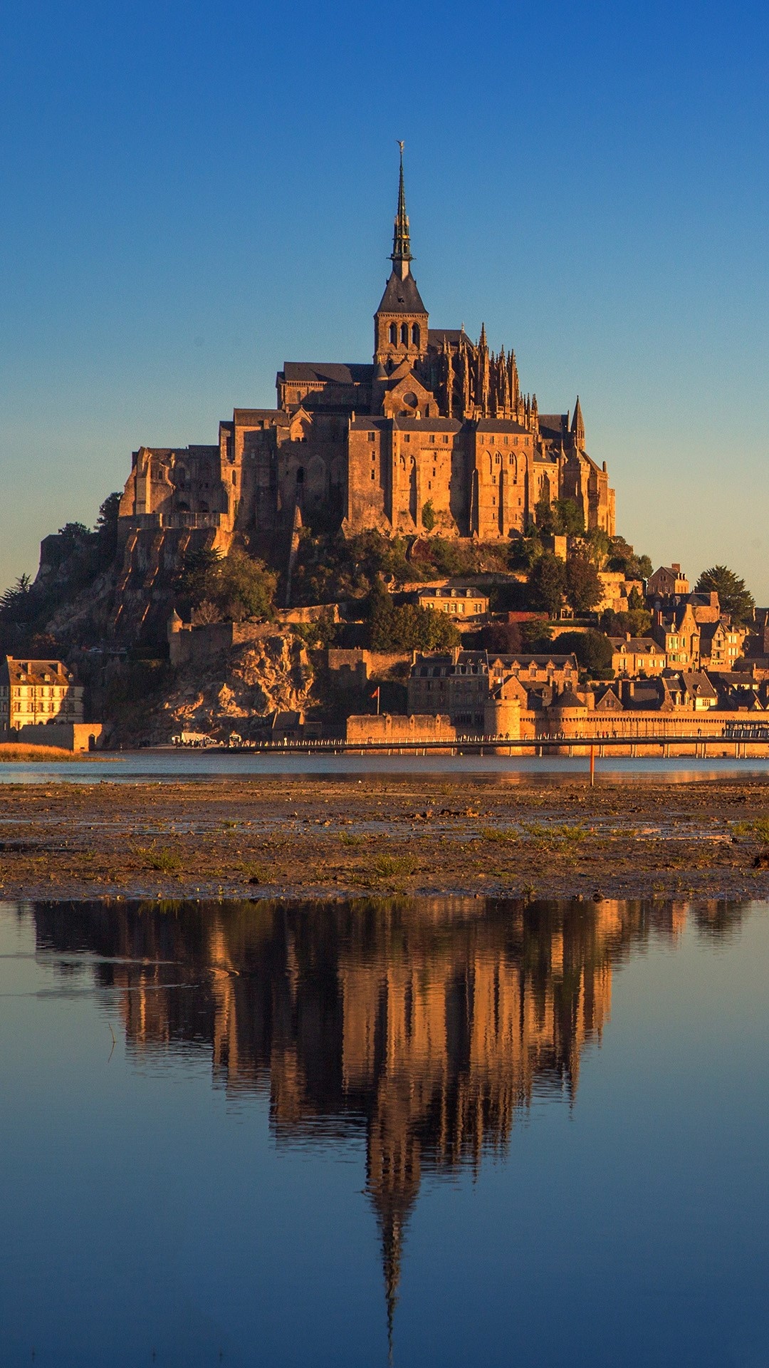 Mont St. Michel, Bay at high tide, Manche normandy france, Windows 10 spotlight images, 1080x1920 Full HD Phone