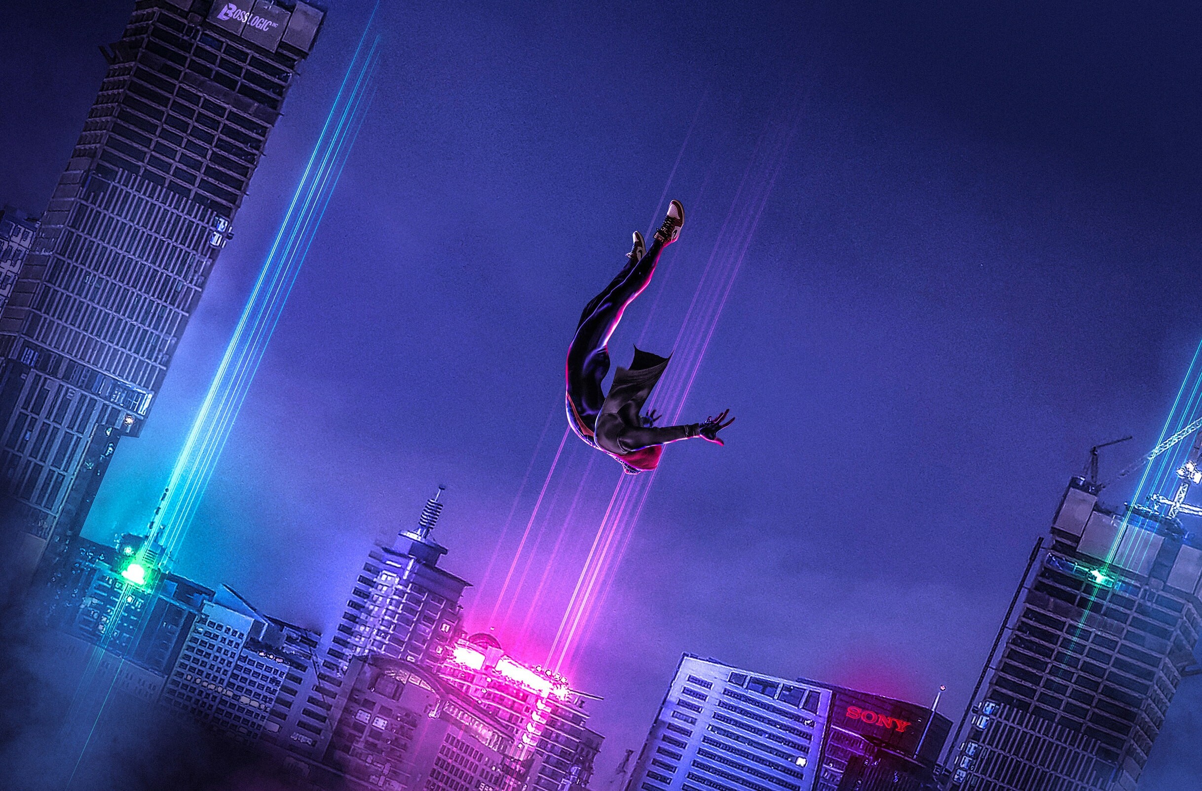 Spider-Man: Into the Spider-Verse animation, Exciting web-slinging, Multiverse adventure, Visually striking, 2440x1610 HD Desktop