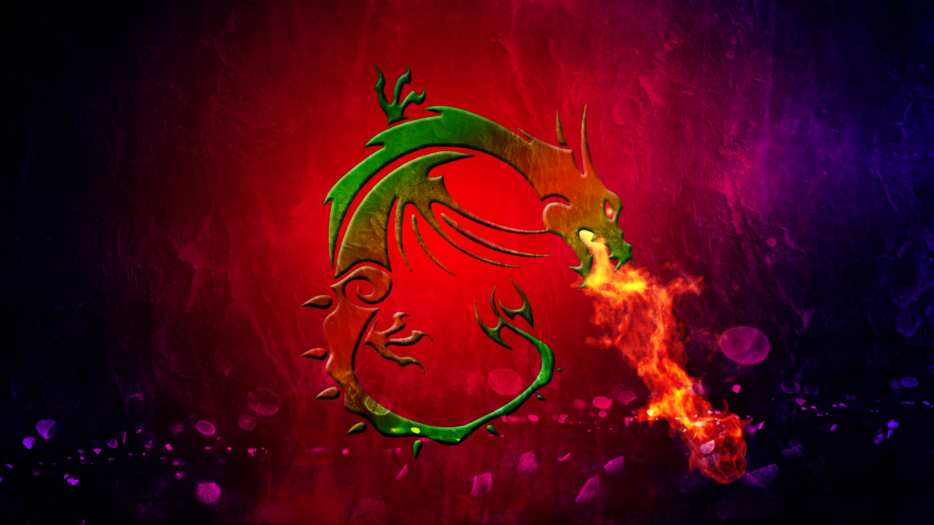 MSI dragon logo, fire breath stream, red purple smoky texture, Full HD Desktop wallpaper