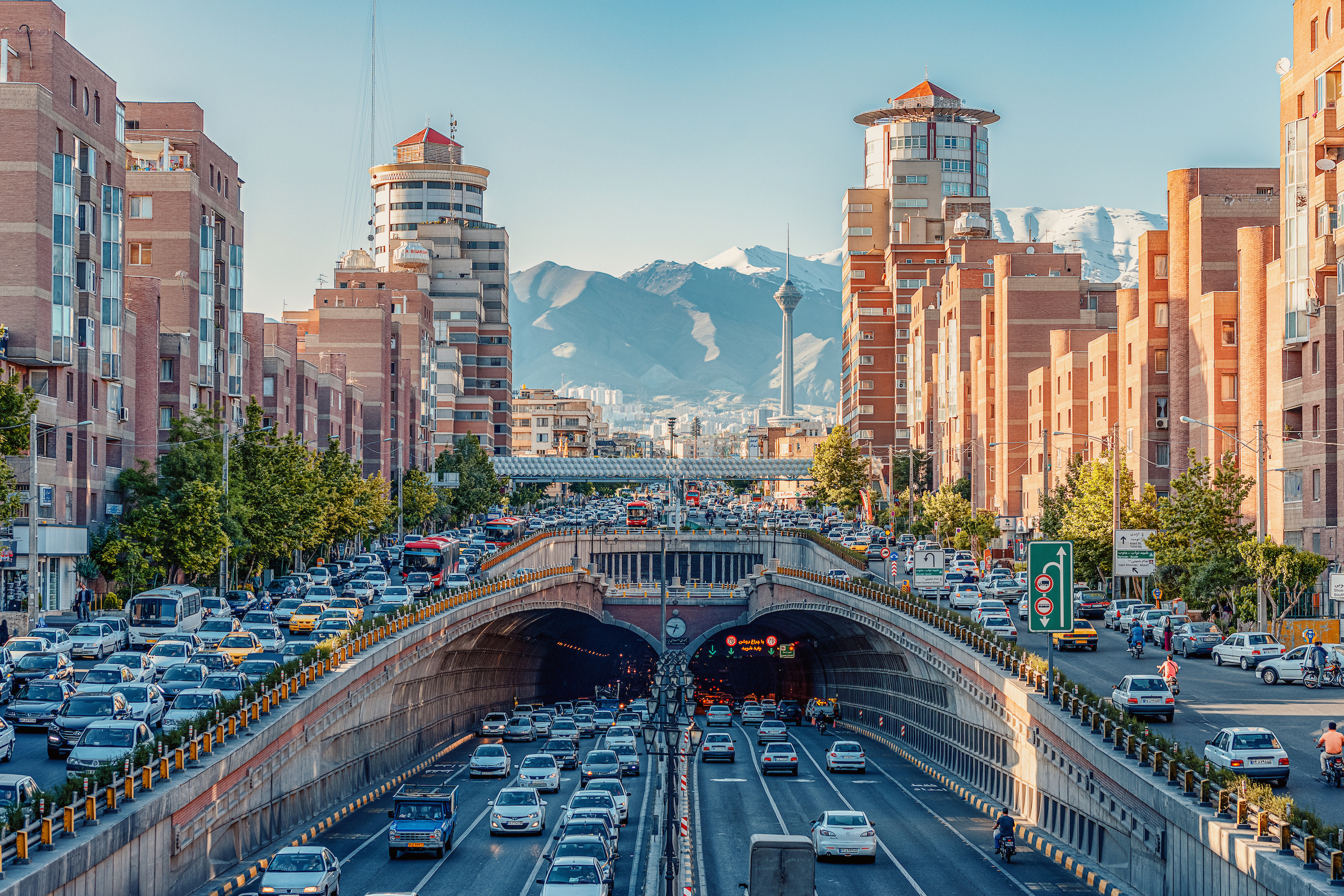 Milad Tower, Tohid Tunnel, Alborz Mountains, Navvab Expressway, HD Desktop wallpaper