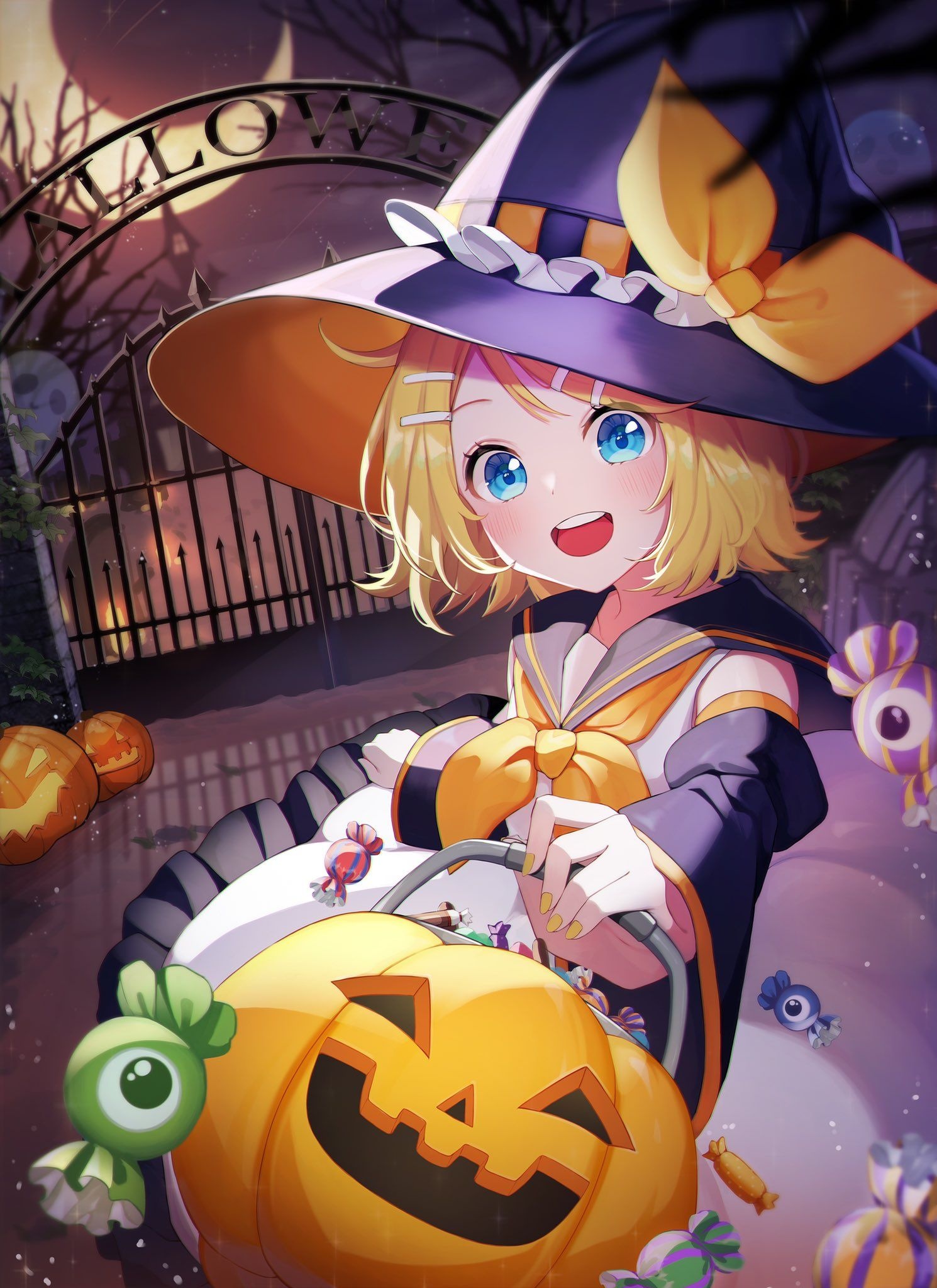 Kagamine Rin, Halloween Anime Wallpaper, 1490x2050 HD Phone