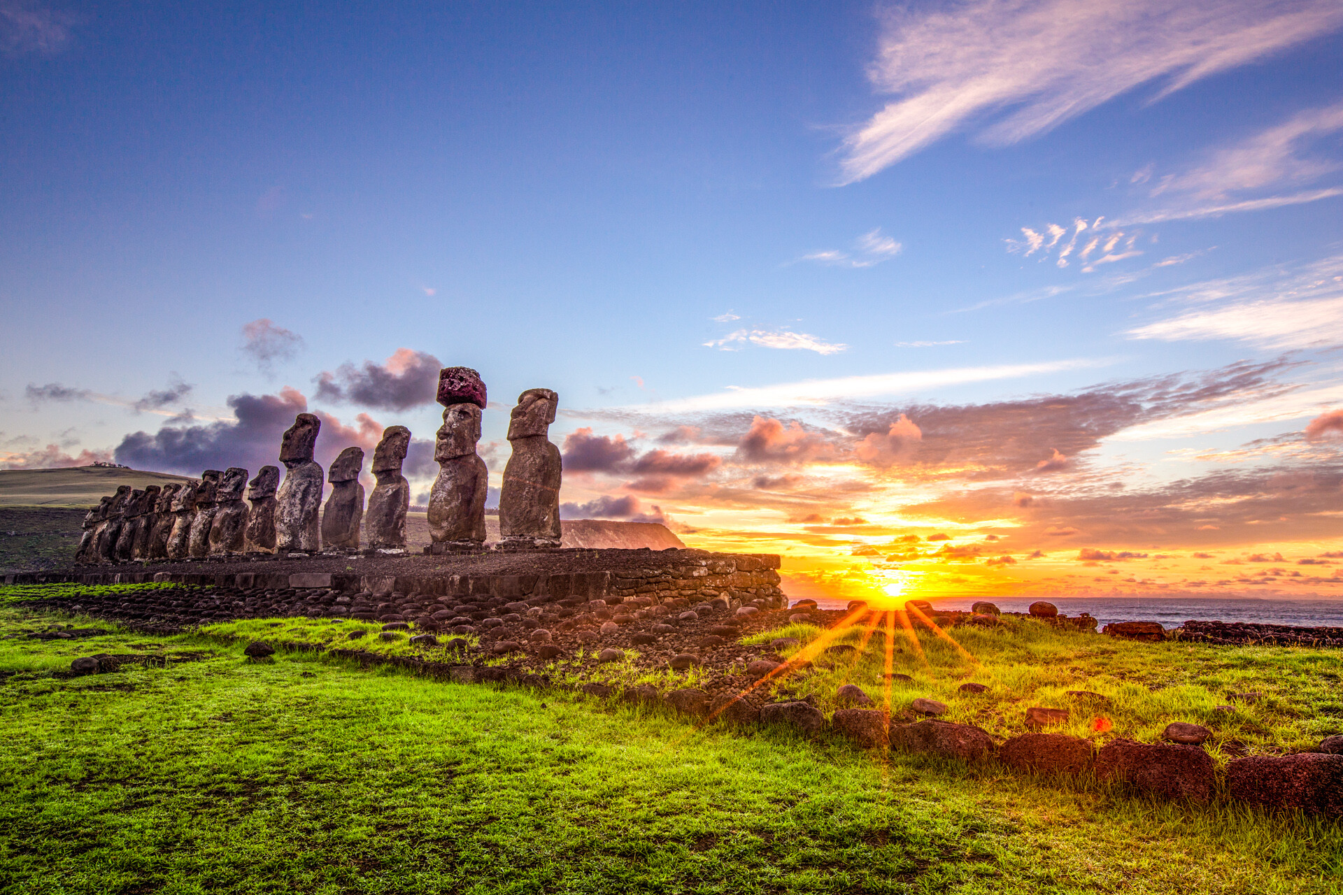 Ahu Tongariki, Man-made structures, 4K wallpapers, Polynesian artifacts, 1920x1280 HD Desktop