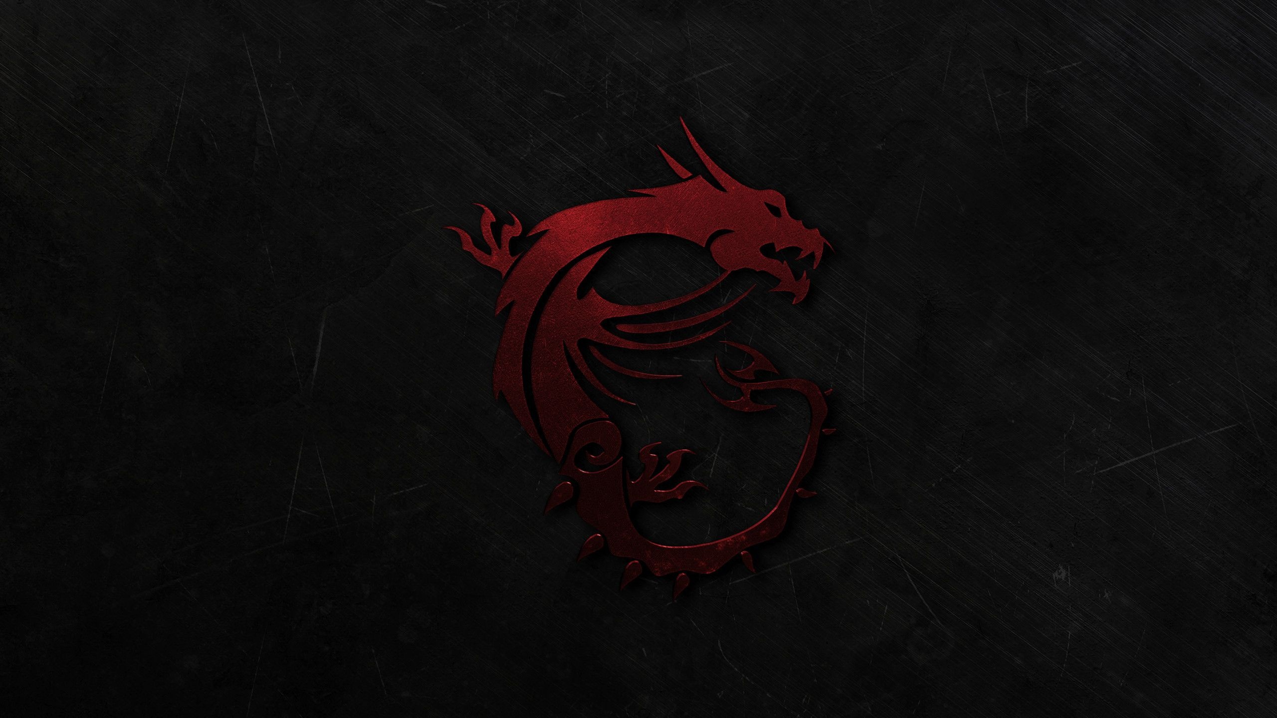 MSI Gaming dragon logo, scratched black metal texture, crimson metallic emblem, HD Desktop wallpaper