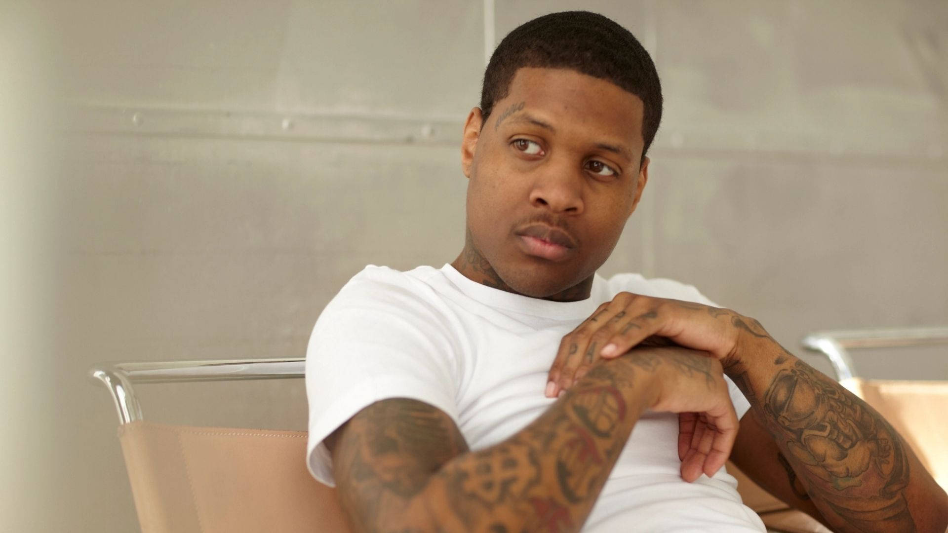 Lil Durk, white tee wallpaper, download, 1920x1080 Full HD Desktop