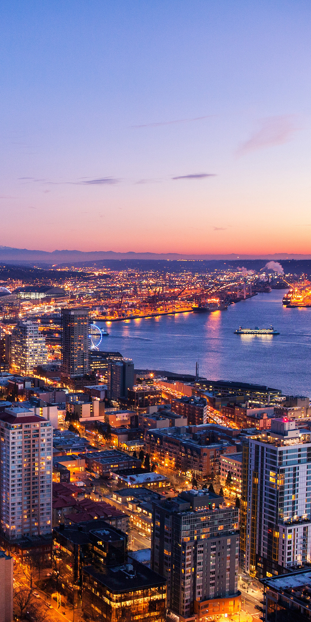 Seattle, Night view, 4K wallpaper, Vibrant cityscape, 1080x2160 HD Phone