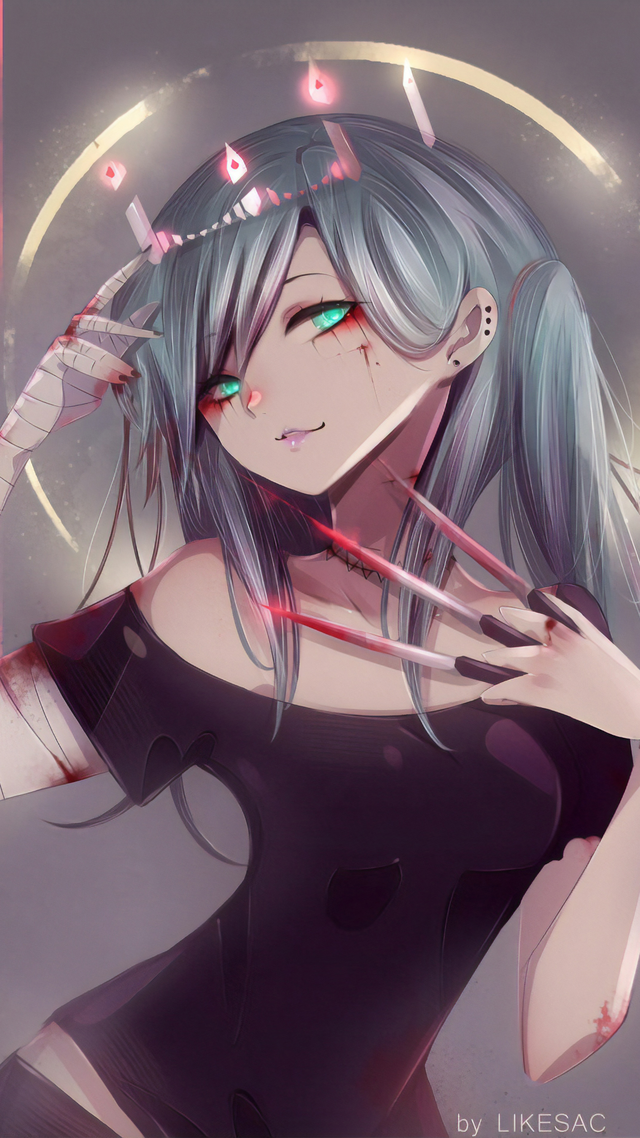 Gothic Anime, Gothic girl, Dark atmosphere, Gothic aesthetic, 2160x3840 4K Phone