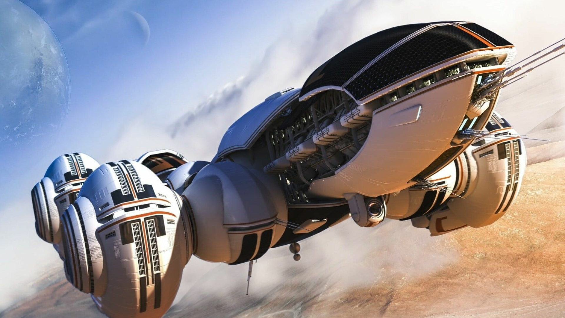 Spacecraft digital wallpaper, Sci-fi aesthetics, Futuristic art, Space exploration, 1920x1080 Full HD Desktop